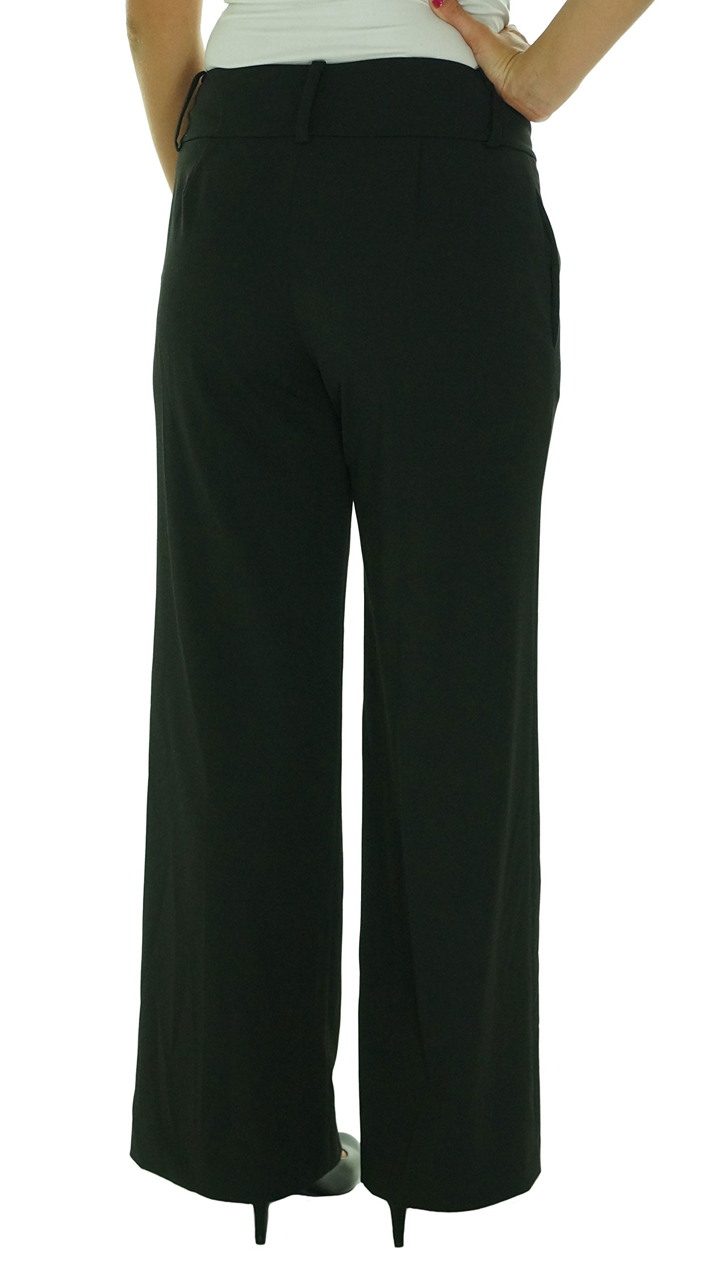 Women's Classic Flared Pants - Polyester Viscose Blend, High Waist, Comfort Fit (Size 4, Black) | Perfect for Office Wear, Casual Outfits & Special Occasions