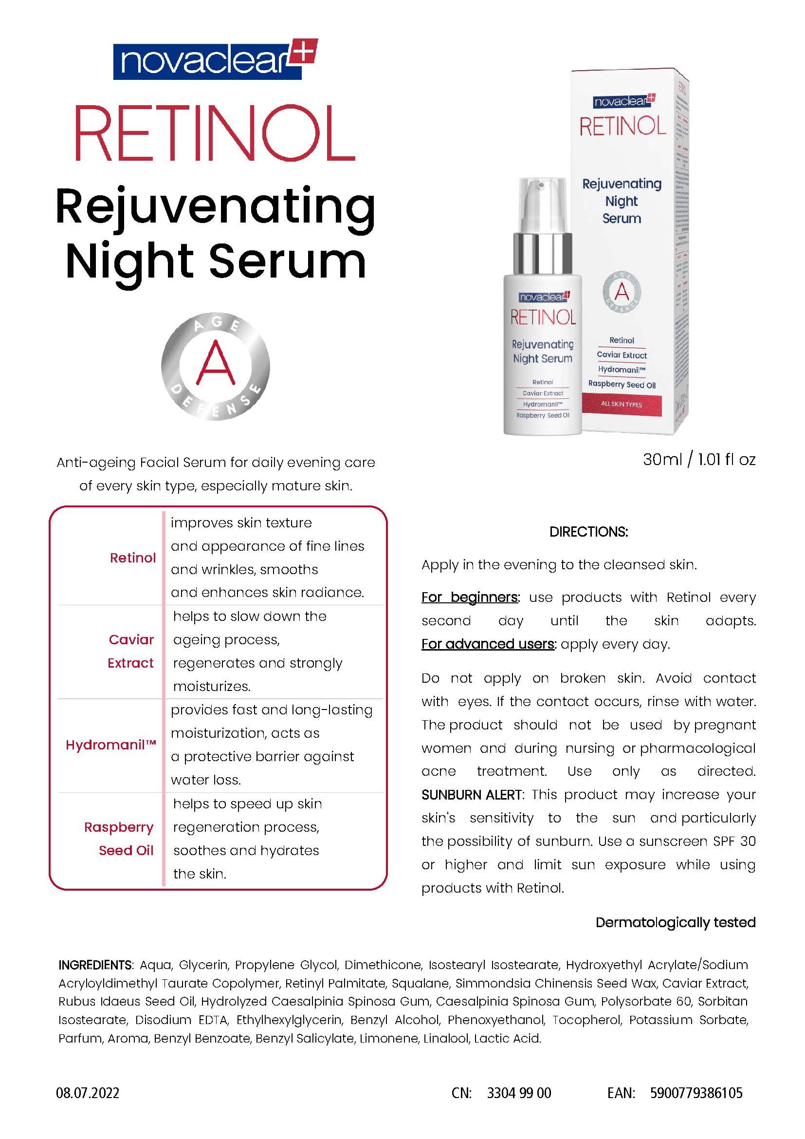 Best Retinol Night Serum for Anti-Aging - Dark Spot Corrector & Wrinkle Treatment - Perfect for Nighttime Skincare Routine