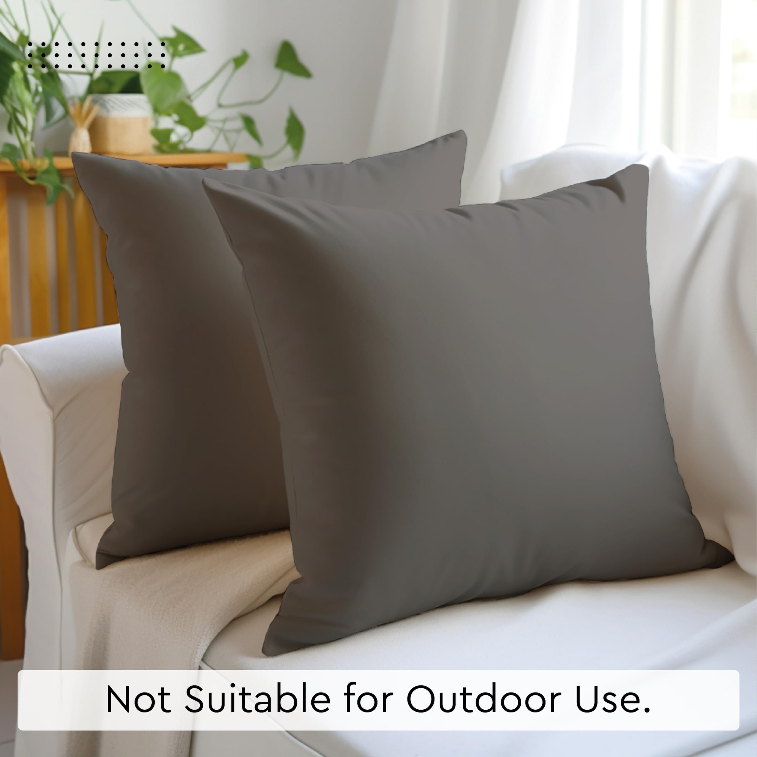Encasa XO Throw Pillow Covers 24x24 Inches Set of 2 - Soft Grey Cotton Decorative Cushion Covers with Hidden Zipper Closure | Perfect for Living Room Sofa, Bedroom Decor & Couch Accents | Home Decor Essentials for Modern Interiors