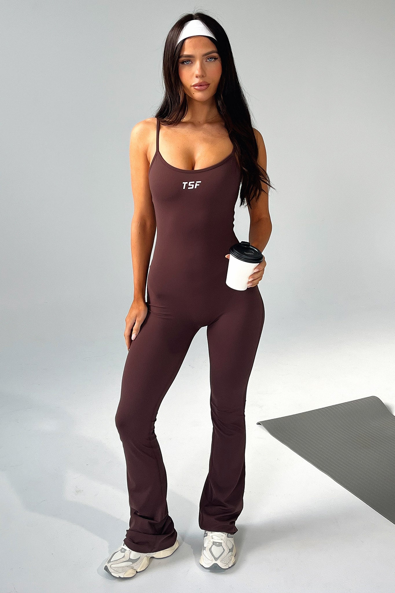 Lawson Flare Jumpsuit for Women - Stylish Brown Romper with Belt | Casual Outfit for Date Night, Office Wear & Summer Fashion