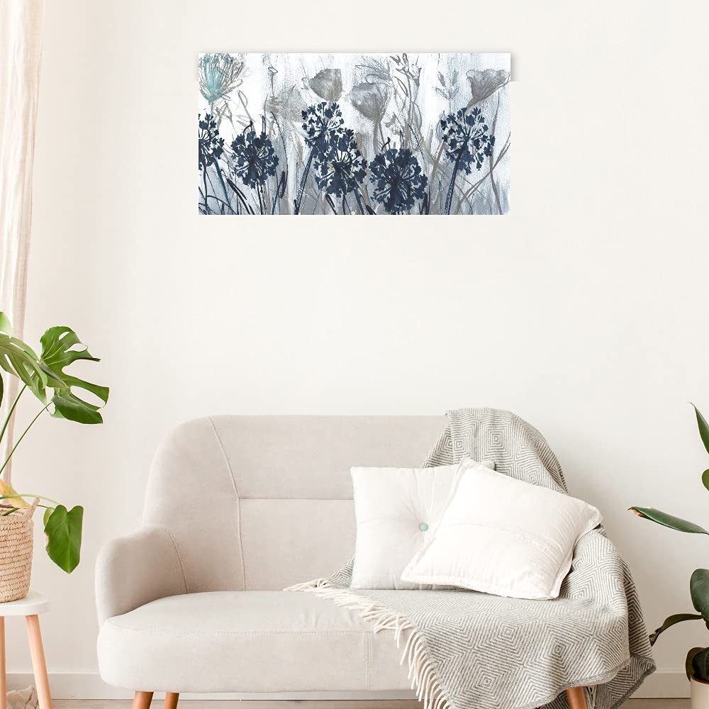 Indigo Field Fine Art Canvas Wall Decor by Susan Jill - 50x26 Inch Ready to Hang Painting for Living Room, Bedroom, Office & More - Modern Abstract Landscape Artwork for Home & Commercial Spaces