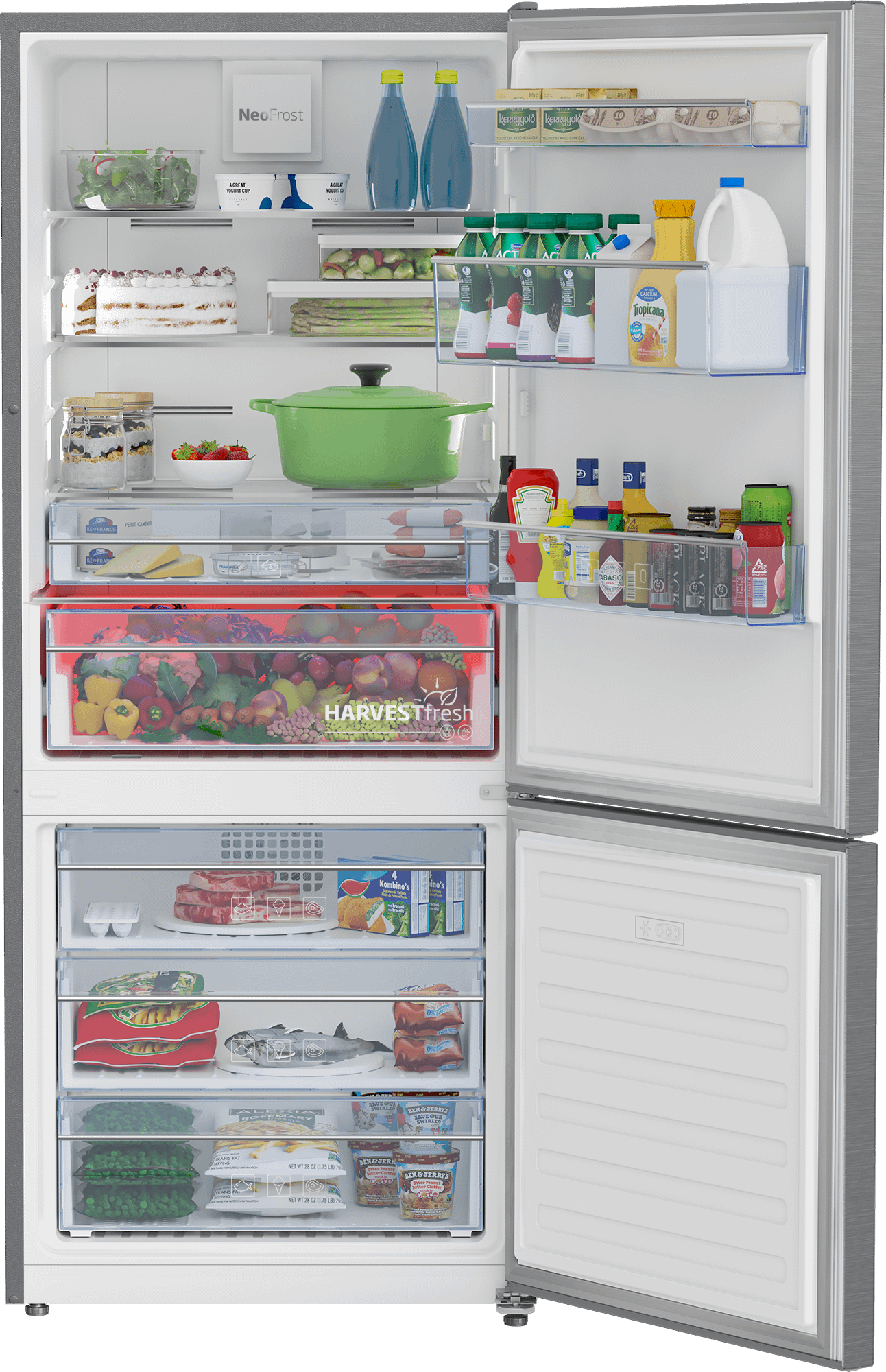 Beko BFBF2815SS 28 Inch Stainless Steel Bottom Freezer Refrigerator - Energy Efficient, Spacious Design for Modern Kitchens & Home Use