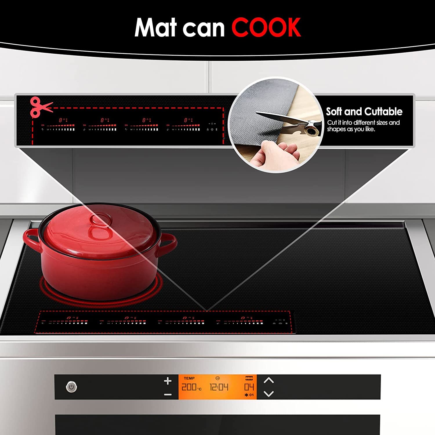 Premium Magnetic Induction Cooktop Protector Mat - Food Grade Silicone Stove Burner Cover, Anti-Scratch & Shockproof Glass Top Stove Protector for Electric Cooktops - Ideal for Kitchen Safety & Countertop Protection