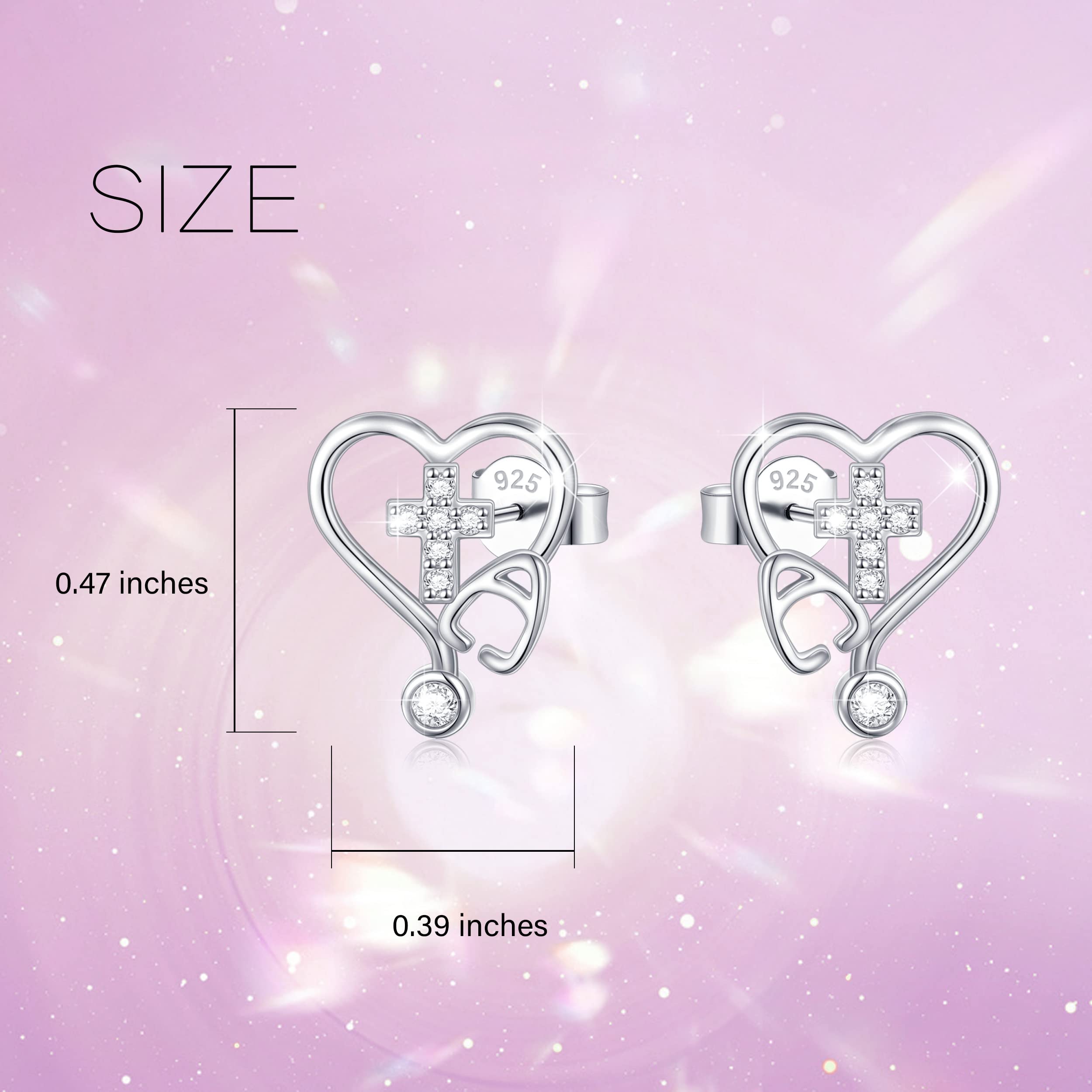 Sterling Silver Stethoscope Nurse Earrings for Women - RN Studs Medical Jewelry Gift for Doctors, Nurses & Medical Students | Perfect for Graduation, Appreciation Gifts & Daily Wear