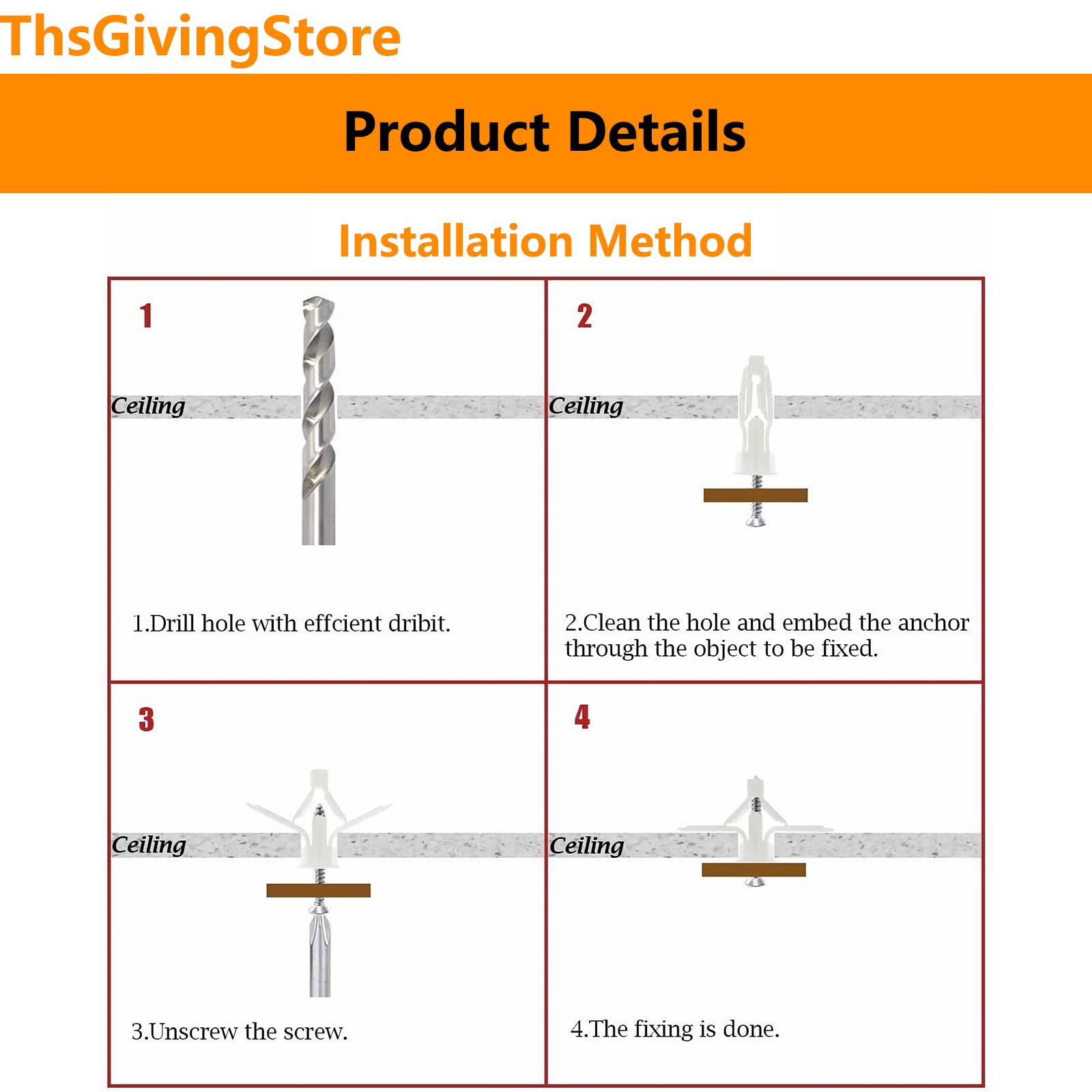 50PCS Drywall Anchors & 50PCS Stainless Steel Screws Kit - Heavy Duty Hollow Wall Anchors for Secure Mounting - Perfect for Hanging Pictures, Shelves & Home Decor Repair