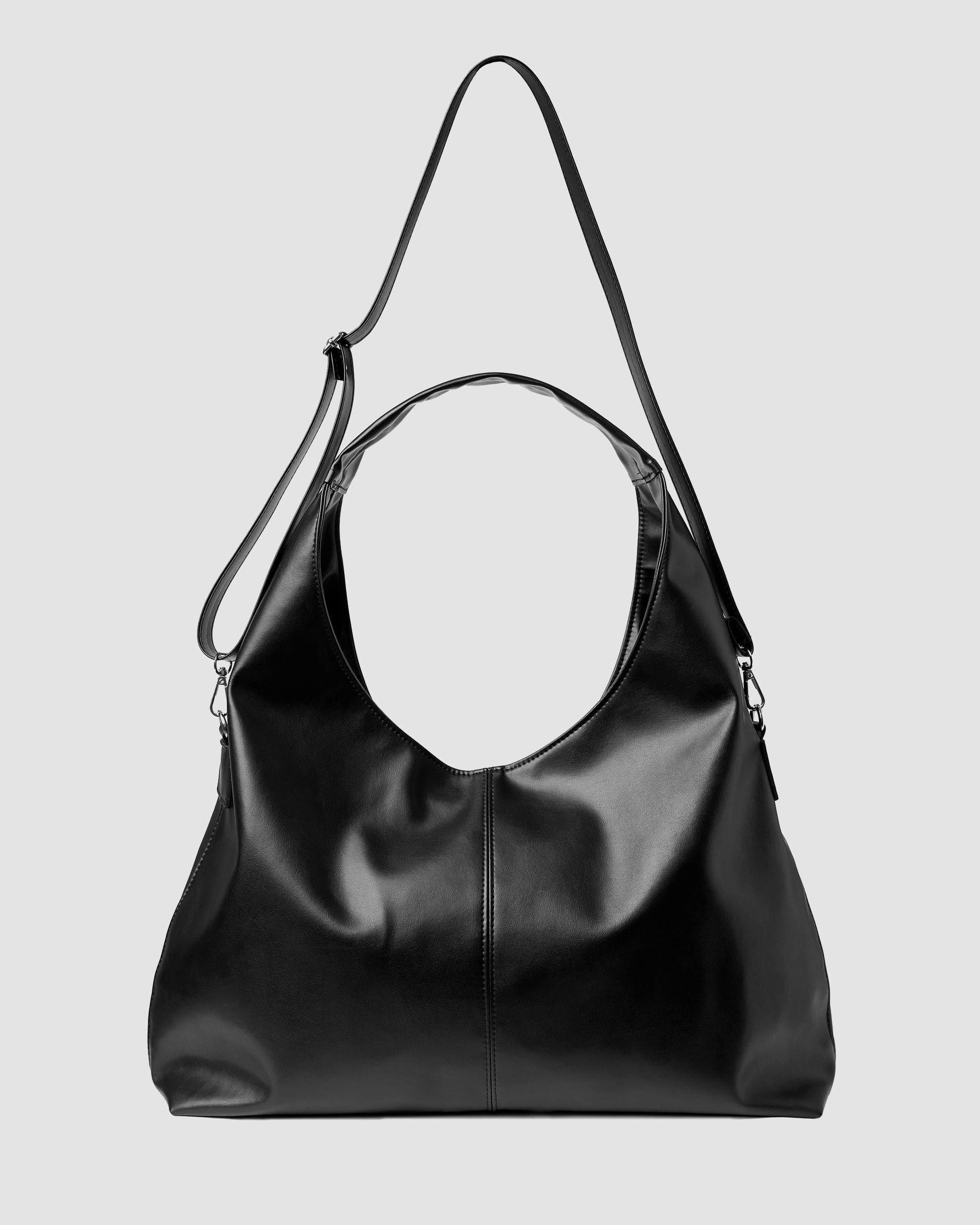 Bohemian Vegan Leather Tote Bag for Women - Eco-Friendly Grape Leather Slouchy Handbag in Black | Perfect for Work, Travel & Everyday Use