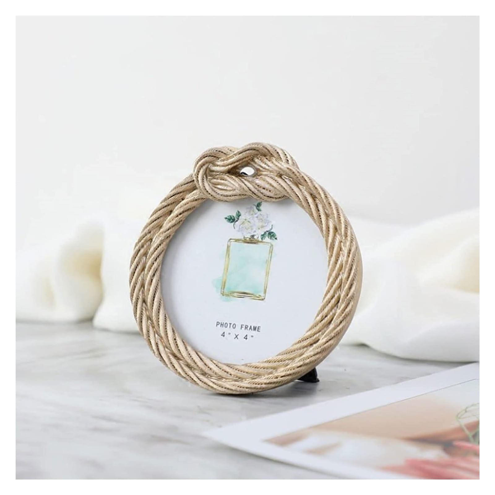 Handmade Resin & Hemp Rope Tabletop Photo Frame - 4inch & 6inch Sizes - Elegant Home & Office Decor for Wall Display, Wedding Photos, Gift Giving & Memory Keepsakes