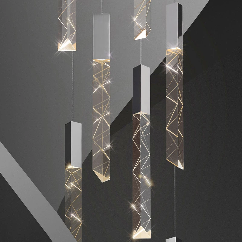 Modern Icicle Crystal Cluster Chandelier for Foyer - Elegant Entryway Lighting for Home & Hotel Lobbies
