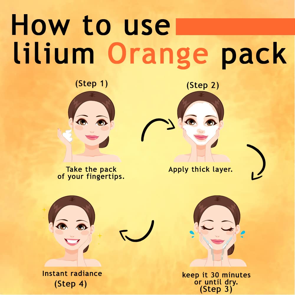 Lilium Orange Face Pack 250g - Natural Extract Enriched Brightening & Glowing Skin Care | Perfect for Daily Skincare Routine & Spa Treatments