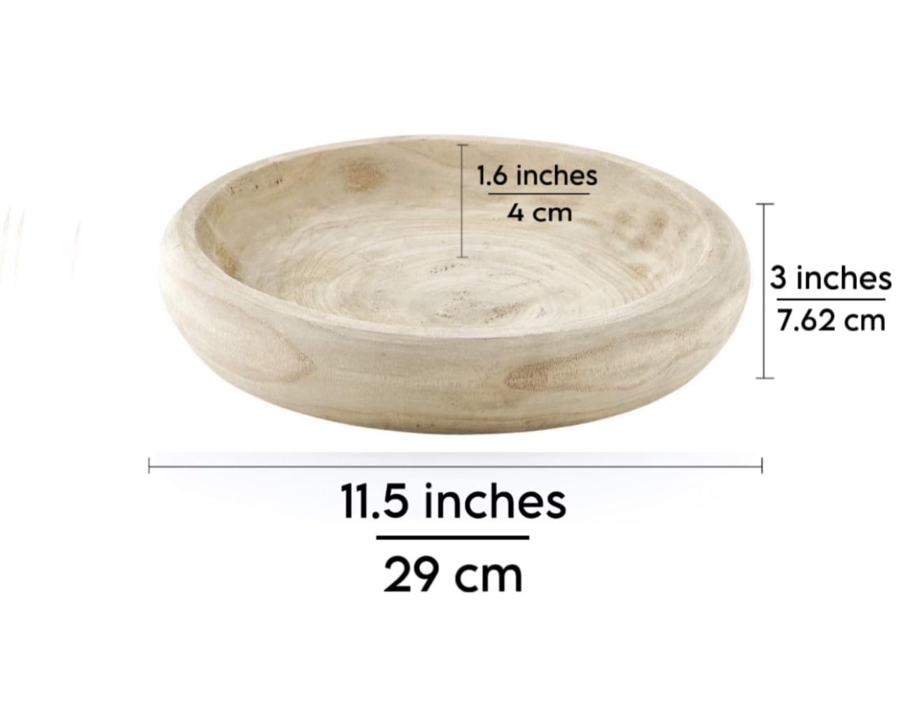 Modern Organic Wooden Large Decorative Bowl for Keys, Fruits, Dough - Natural Wood Serving Bowl for Entryway Table, Coffee Table Centerpiece - Rustic Farmhouse Home Decor - Perfect for Kitchen, Dining Room & Living Room Display