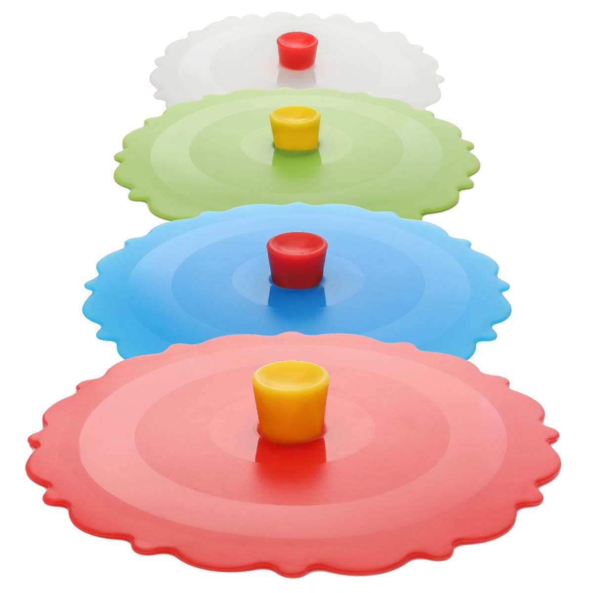 Premium Silicone Cup Covers Set of 4 - Colorful Reusable Lids for Mugs, Tea Pots & Coffee Cups | Flexible, Heat-Resistant Drink Lids for Hot Beverages | Perfect for Home, Office & Travel Use