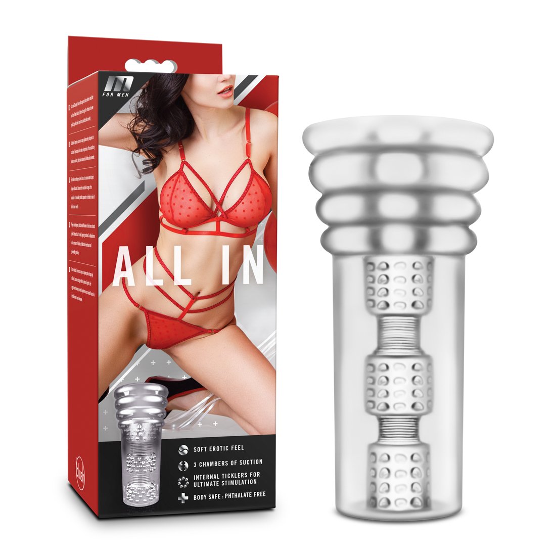 Blush Novelties M for Men Pocket Pussy Masturbator - Ultra Soft Male Stroker with Ribbed & Multi-Textured Chambers - Realistic Male Sex Toy for Enhanced Pleasure - Discreet & Portable for Travel, Solo Play, and Couples Use