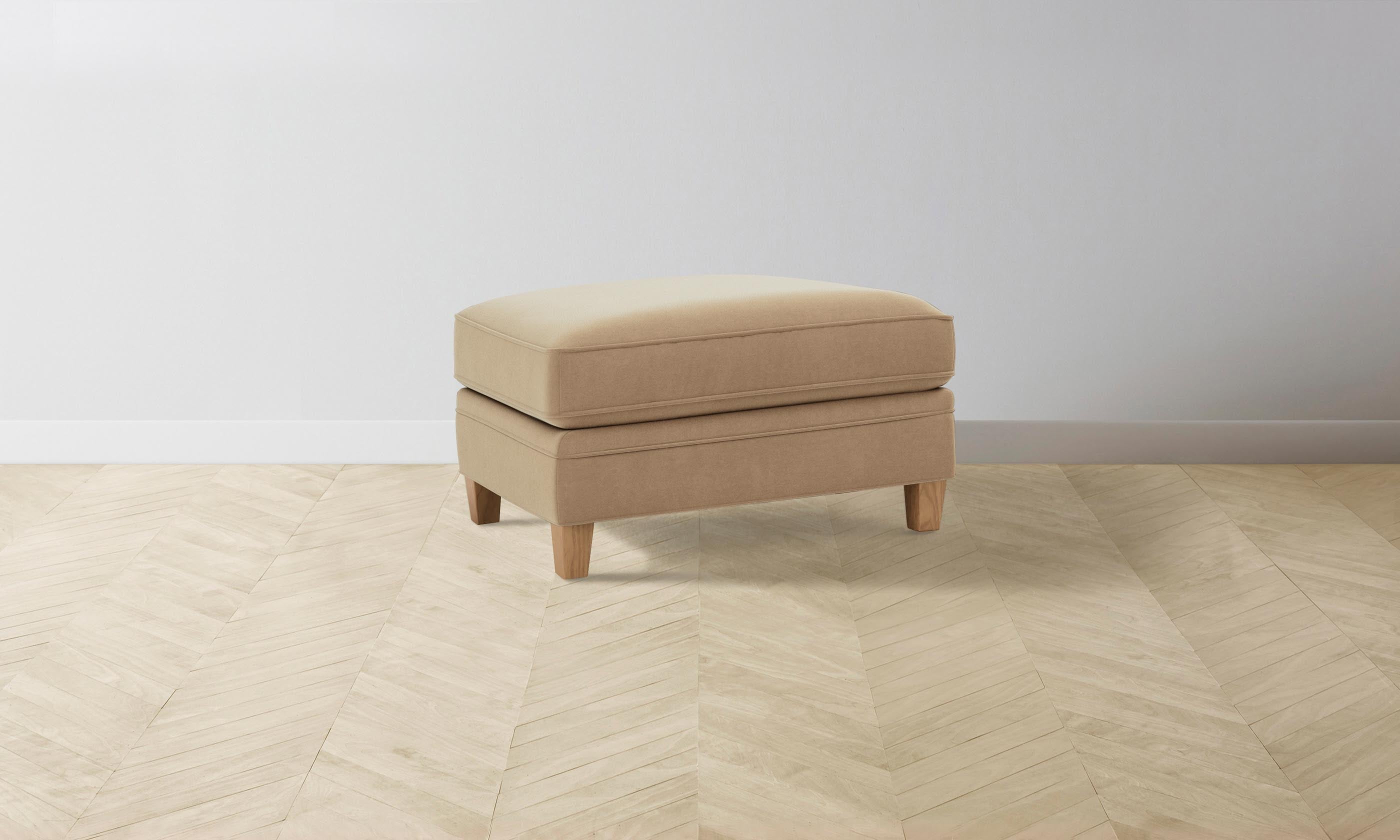 Luxury Carmine Ottoman with Soft Mohair Upholstery in Almond - Perfect for Living Room, Bedroom, or Home Office Decor
