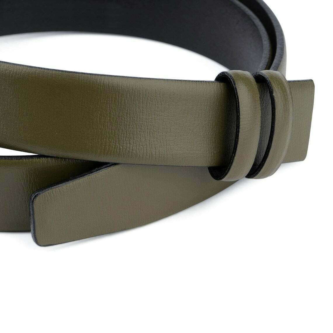 Olive Green 30mm Replacement Belt Strap for Dunhill Belts - No Buckle Design | Perfect for Business Casual & Formal Outfits