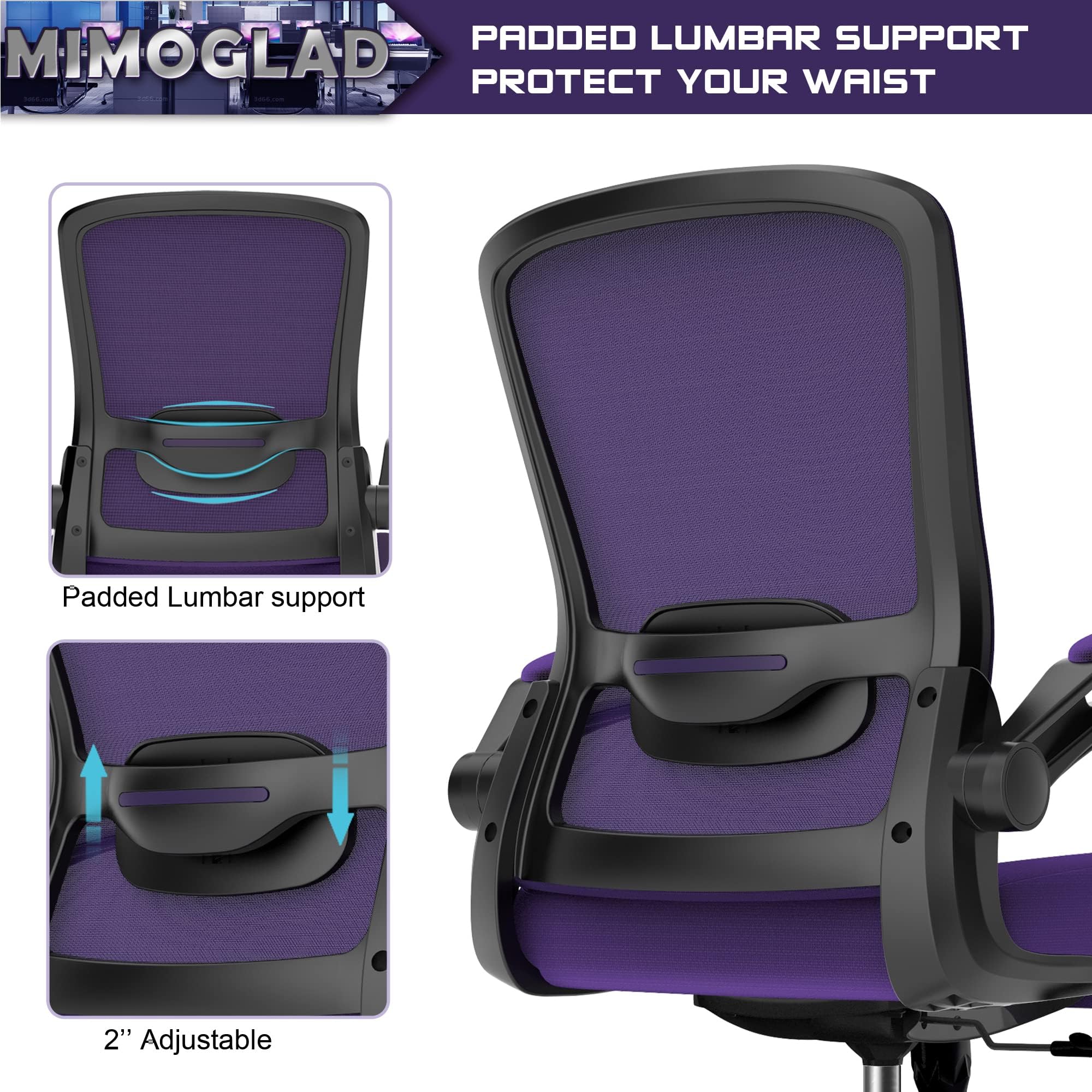 Ergonomic Office Chair with Adjustable Lumbar Support & Flip-Up Armrests - High Back Mesh Computer Desk Chair, BIFMA Certified Executive Task Chair for Home Office | Perfect for Long Work Hours & Remote Workspaces
