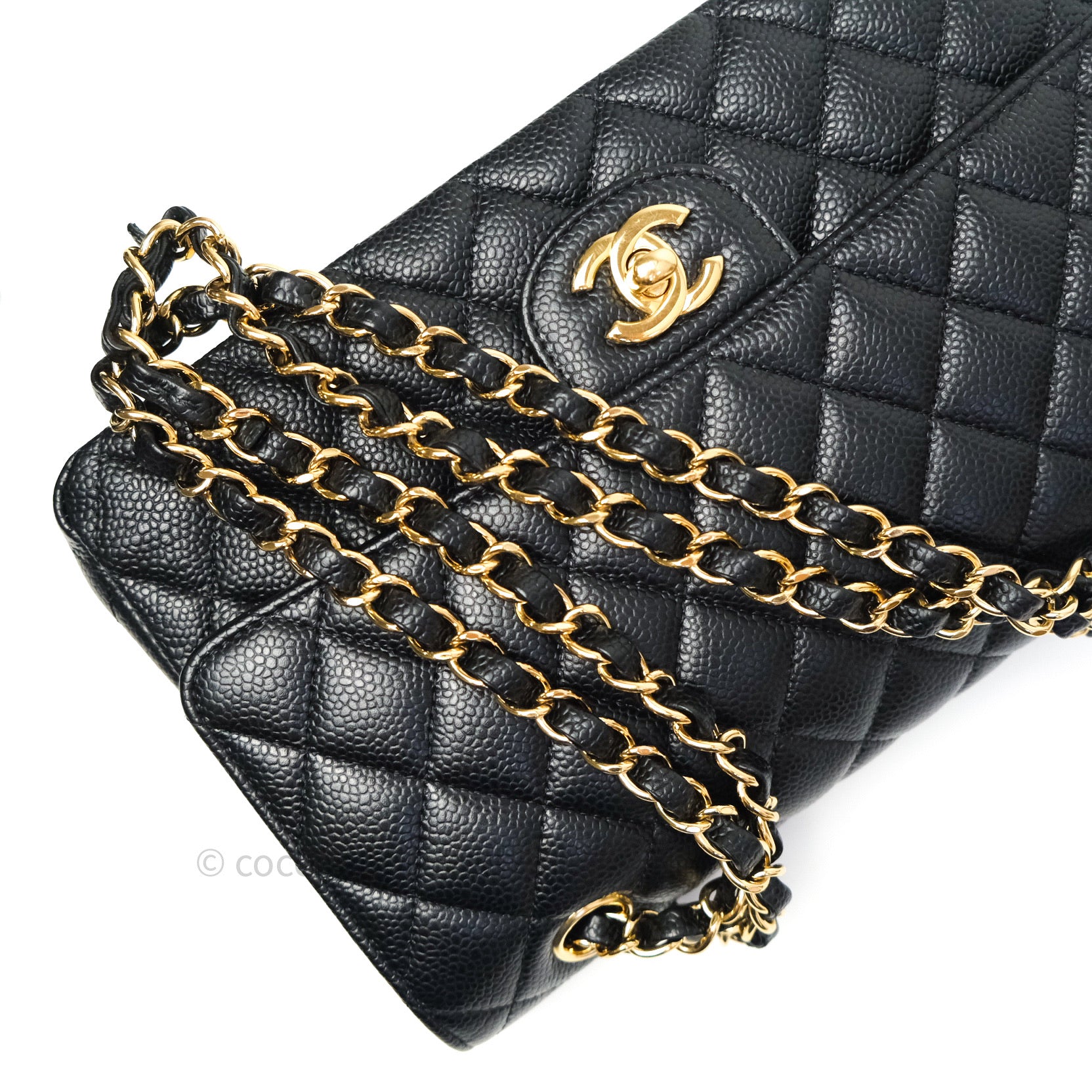 Chanel Classic Medium Double Flap Bag Black Caviar Leather with Gold Hardware - Luxury Handbag for Women, Perfect for Work, Evening Events & Special Occasions