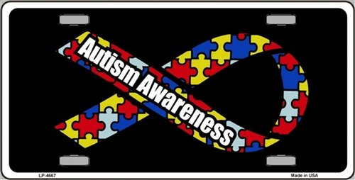 Smart Blonde Autism Awareness Ribbon Novelty Vanity License Plate Tag - Car Decoration for Autism Support & Awareness Campaigns
