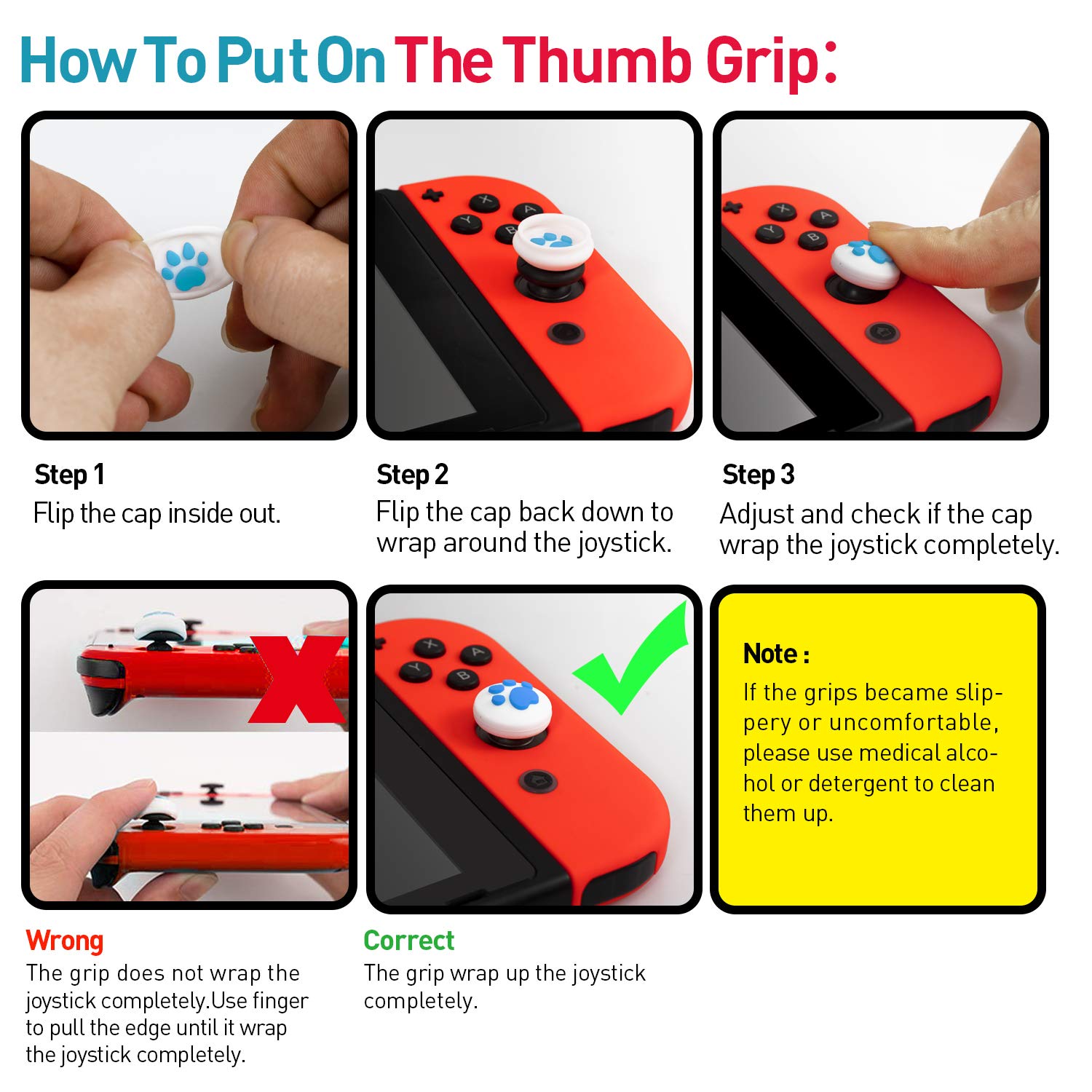 Soft Silicone Cat Claw Thumb Grips for Nintendo Switch & Lite - Comfortable Joystick Caps & Analog Stick Covers for Joy-Con Controllers - Perfect for Gaming, Decorating, and Protecting Your NS Joycon Accessories