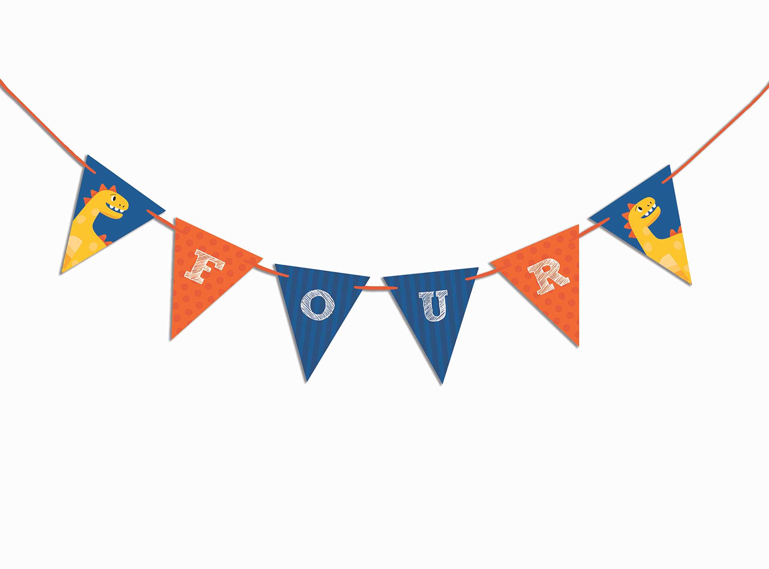 Dinosaur Birthday Party Decorations - 'I Am Four' Paper Garland, Banners & Streamers for Boys | Perfect for Dino-Themed Celebrations & Kids' Birthday Decor