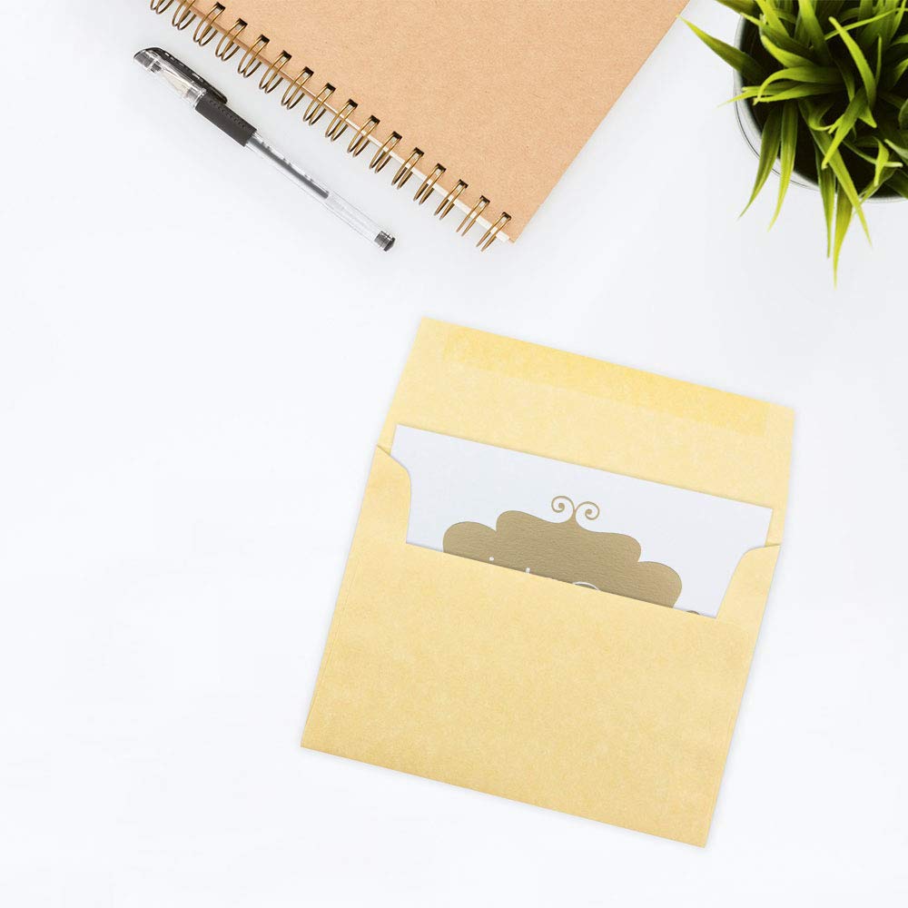 JAM PAPER A7 Parchment Invitation Envelopes 5.25x7.25 - Antique Gold Recycled 500pk for Weddings & Events