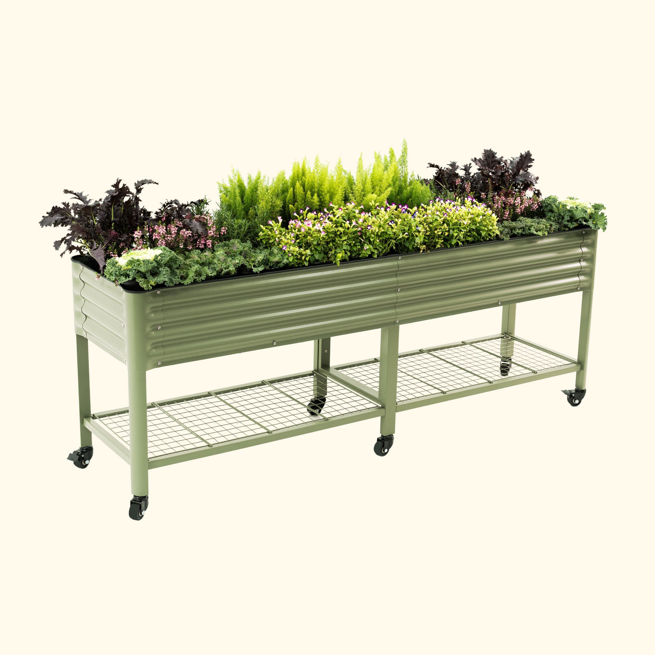 JP's Elevated Garden Bed V Series 2' x 8' with Wheels - Raised Planter Box for Vegetables, Flowers & Herbs - Perfect for Patio, Deck, or Small Space Gardening