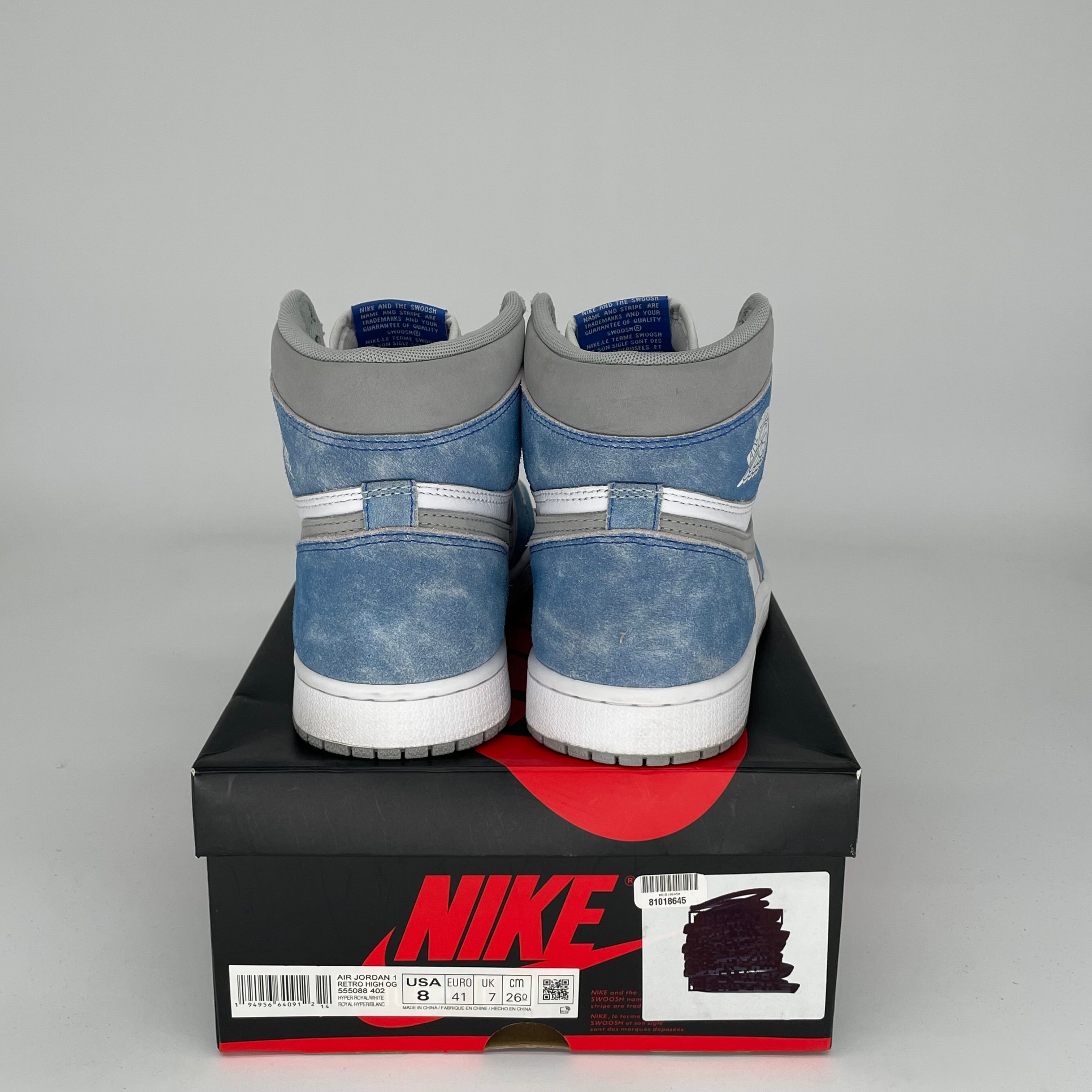 Original: AIR JORDAN 1 HYPER ROYAL SIZE 8 555088 402   Optimized: Air Jordan 1 Retro High OG 