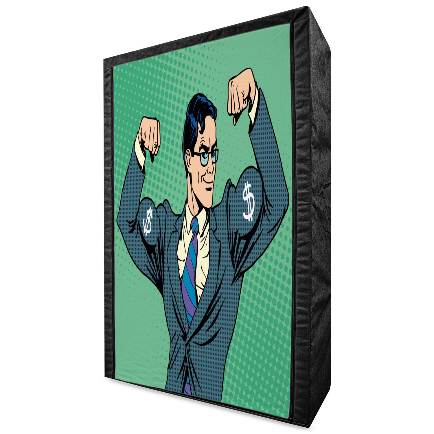 Ambesonne Green Portable Fabric Wardrobe with Dollar Print - 42.5