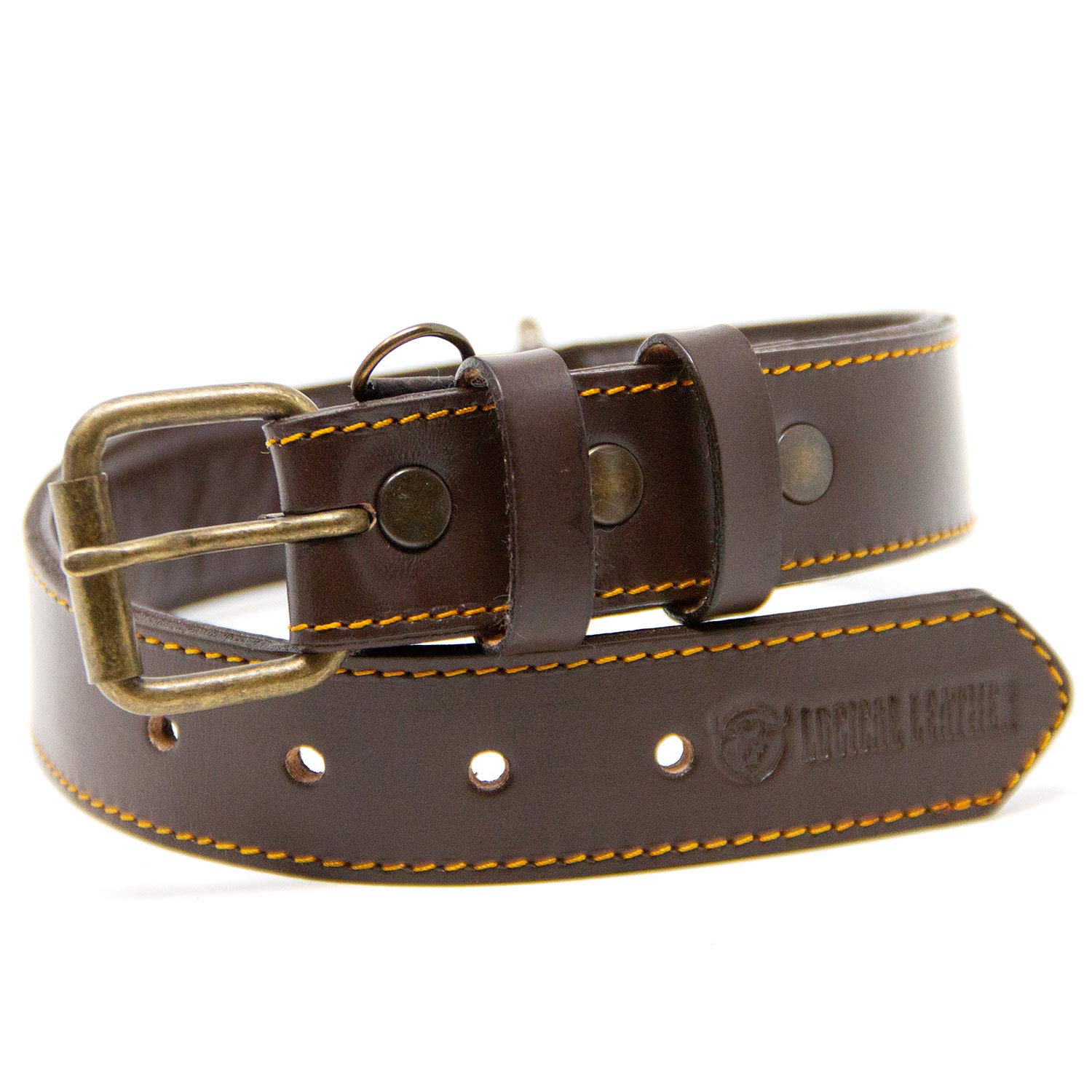 Premium Full Grain Padded Genuine Leather Dog Collar for Large Breeds - Adjustable Brown Leather Pet Collar with Heavy Duty Buckle - Perfect for Walking, Training & Outdoor Adventures