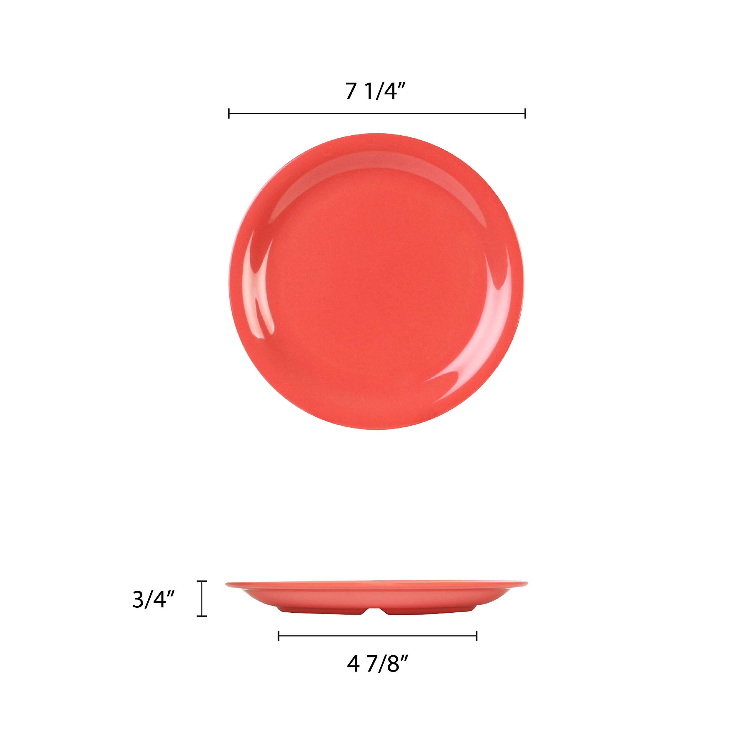 Vibrant Orange Melamine Dinnerware Set - 7.25 Inch Narrow Rim Round Plates (12-Pack) | Durable & Lightweight for Outdoor Dining, Picnics, Camping, and Everyday Use