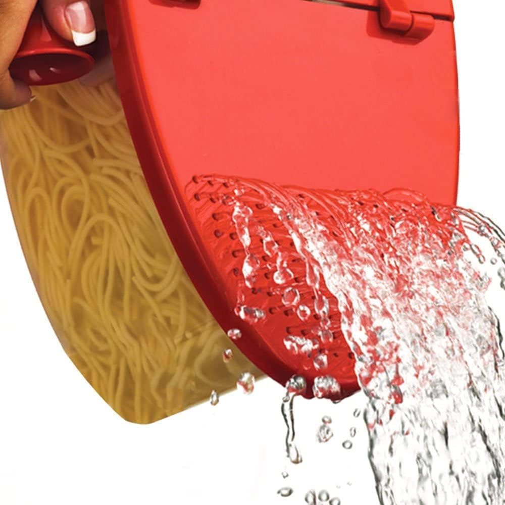Microwave Pasta Boat with Strainer - Quick Cooking Container for Rice, Vegetables, Chicken | Perfect for Dorm Rooms, Office Lunches & Quick Meals
