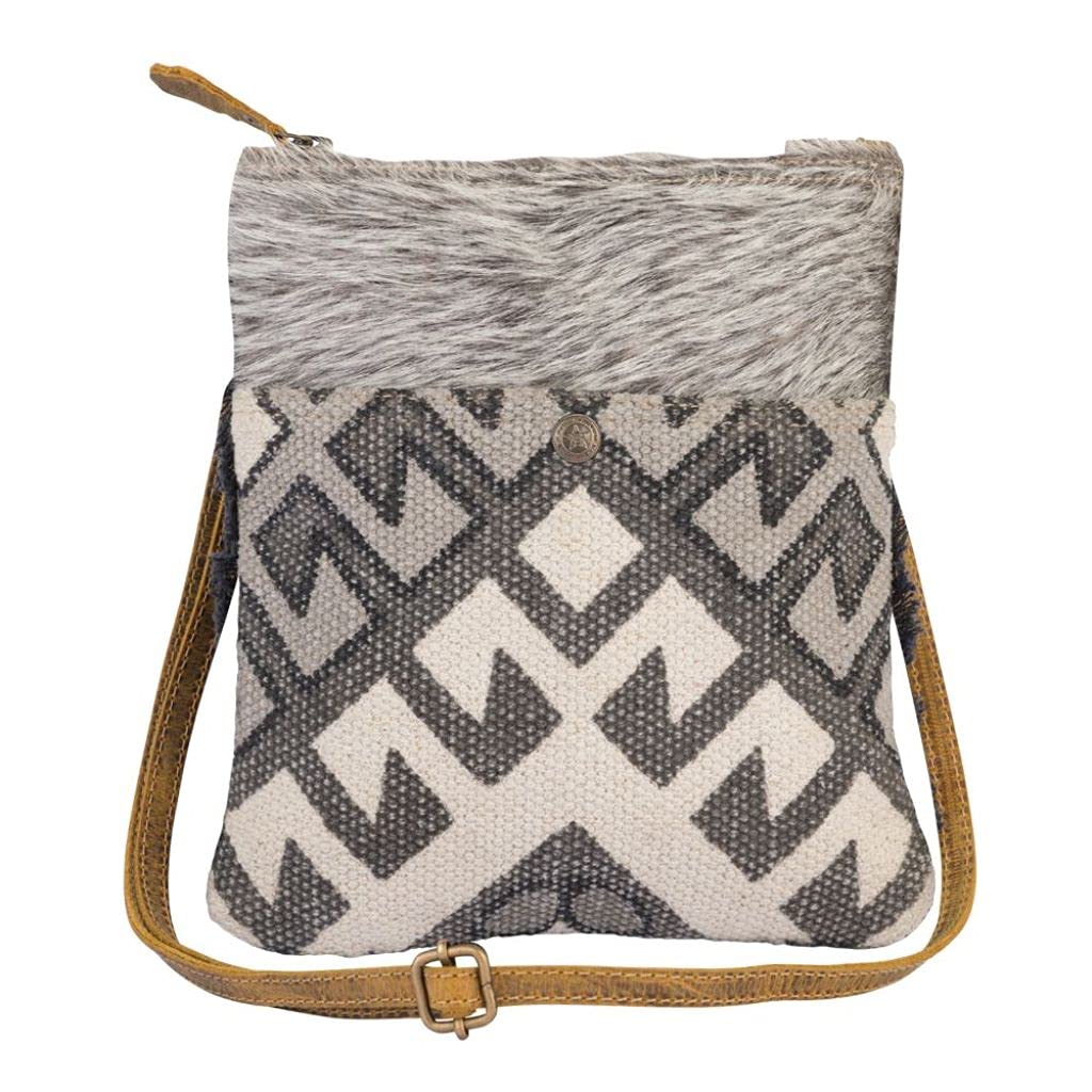 Myra Crisscross Crossbody Bag - Upcycled Leather & Canvas for Travel & Daily Use