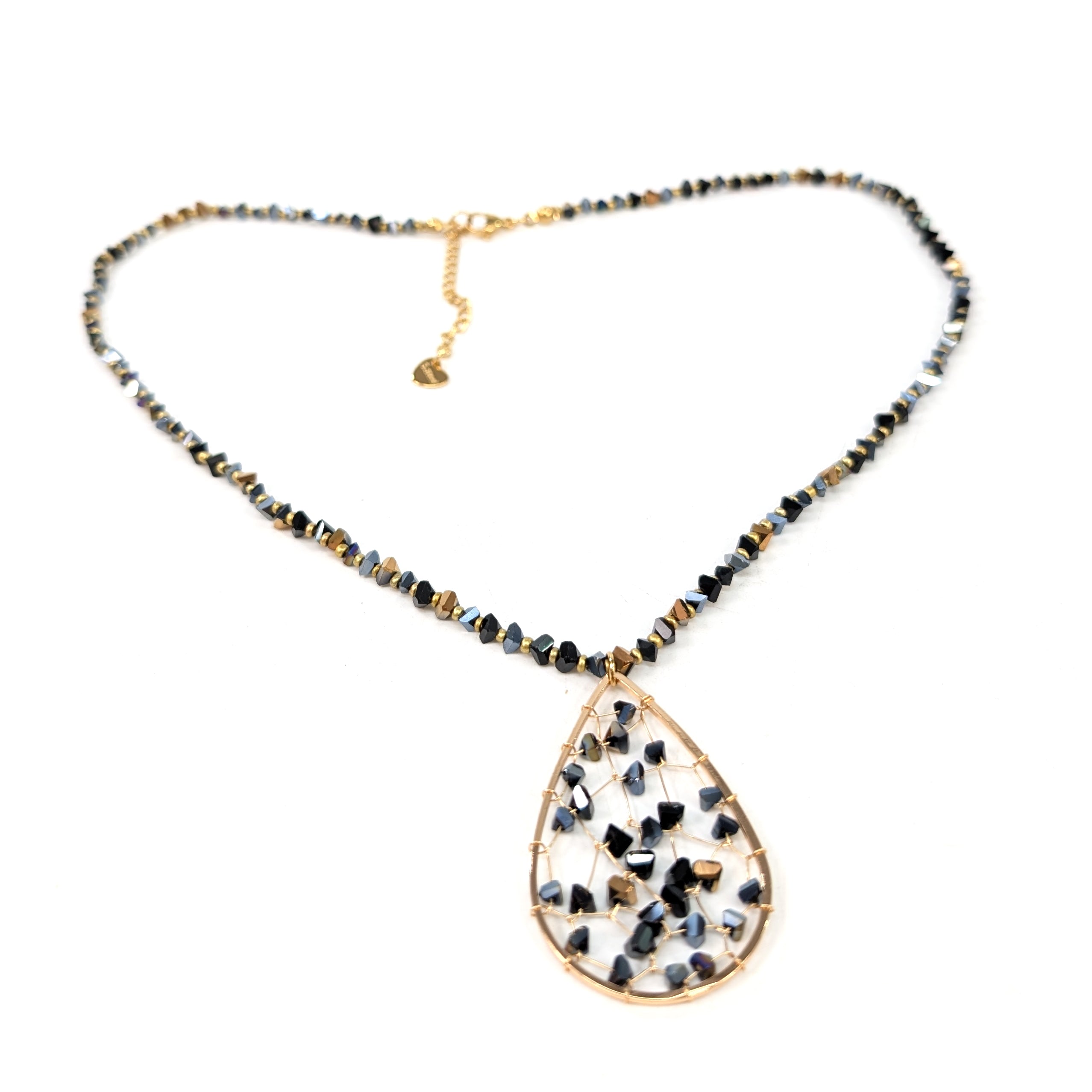 Elegant Black Tear Drop Crystal Necklace for Women - Perfect for Evening Parties, Weddings, and Special Occasions