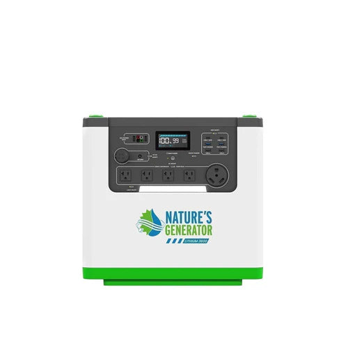 Natures Generator Lithium 3600W Solar Power Station with Power Pod & 4x100W Monocrystalline Solar Panels - Portable Solar Generator for Camping, RV, Emergency Backup Power