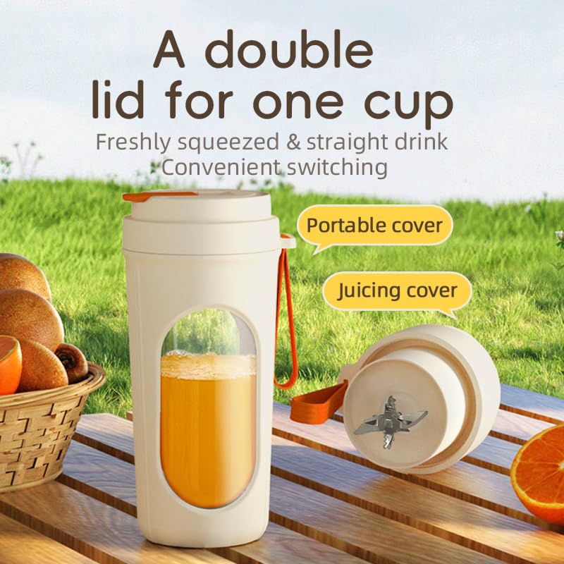 2 in 1 Portable Juicer Cup - High Capacity Blender for Fruits & Vegetables, USB Rechargeable Sports Bottle | Perfect for Gym, Hiking & Outdoor Activities