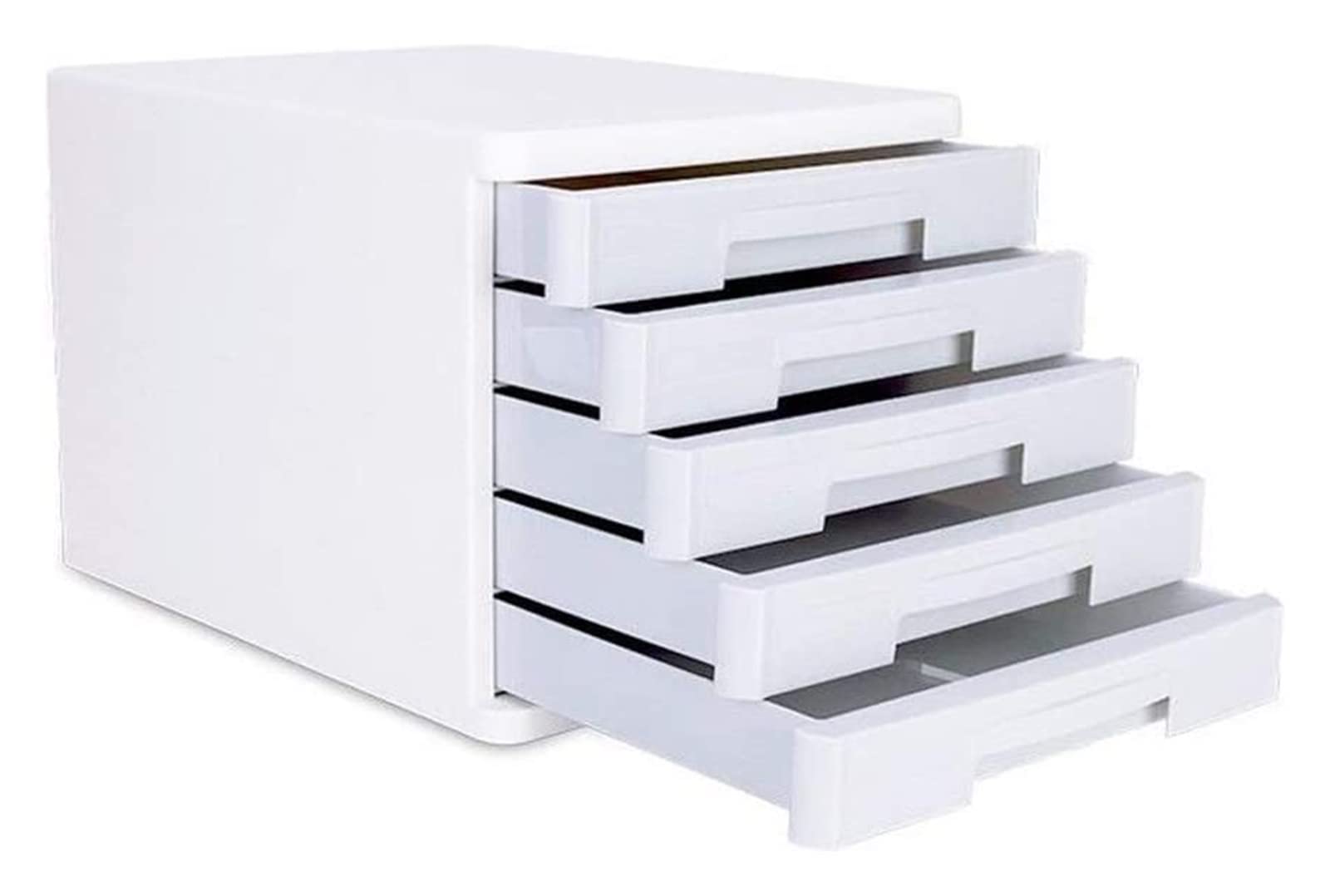 5-Tier Desktop Drawer Organizer - White File Storage Cabinet for Office & Home (26.7x33.7x24.5cm) - Perfect for Organizing Documents, Stationery, and Office Supplies