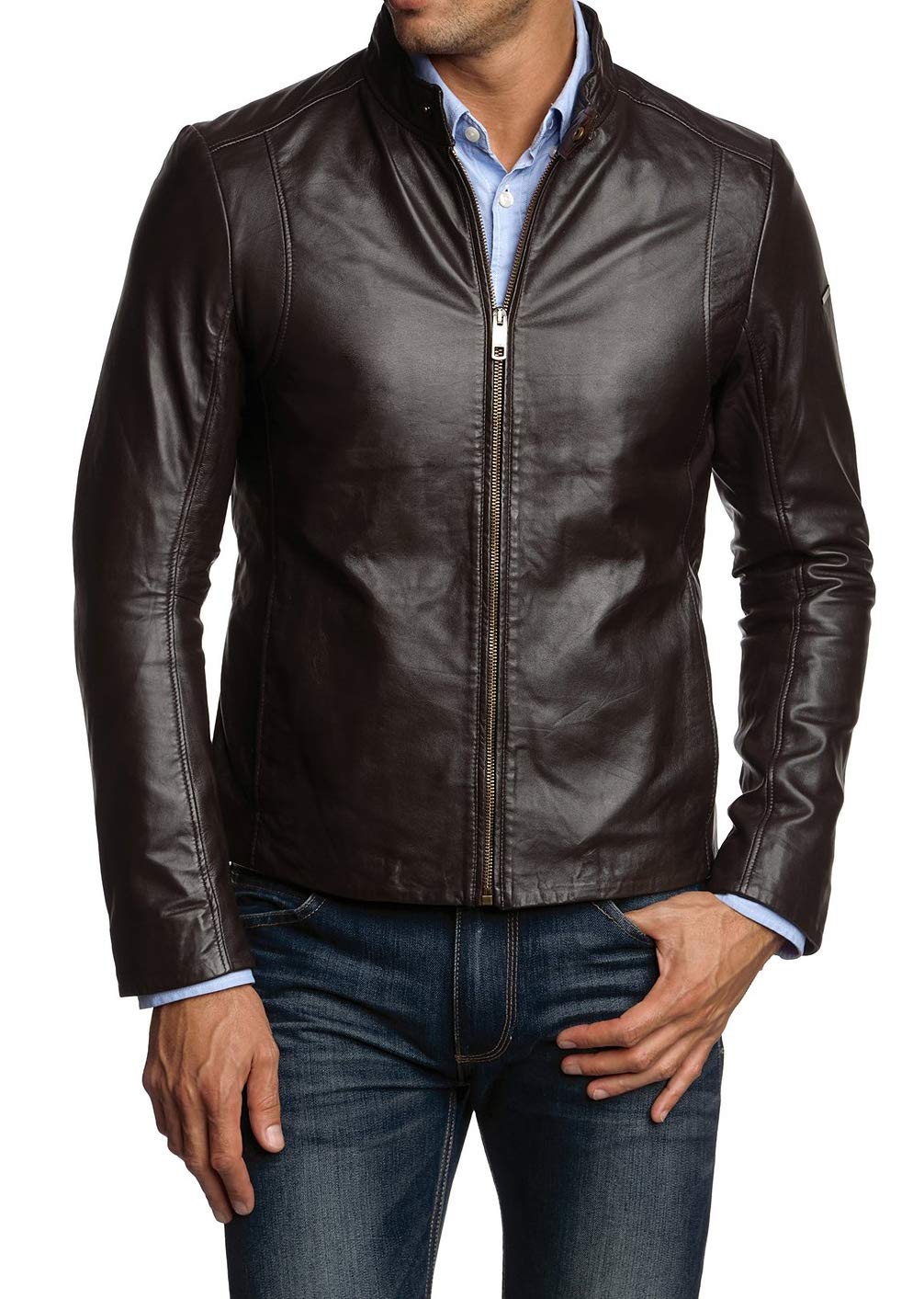 **Benjer Skins Genuine Lambskin Leather Jacket for Men - Motorcycle Biker Jacket, Stylish & Durable Men's Outerwear for Riding, Casual Wear & Outdoor Adventures**
