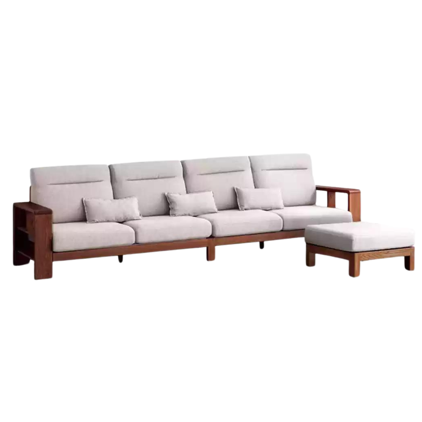 Premium Oak Solid Wood Sectional Sofa Set - Modern L-Shaped Couch with Storage for Living Room, Lounge & Family Room - Durable Hardwood Furniture for Home Decor