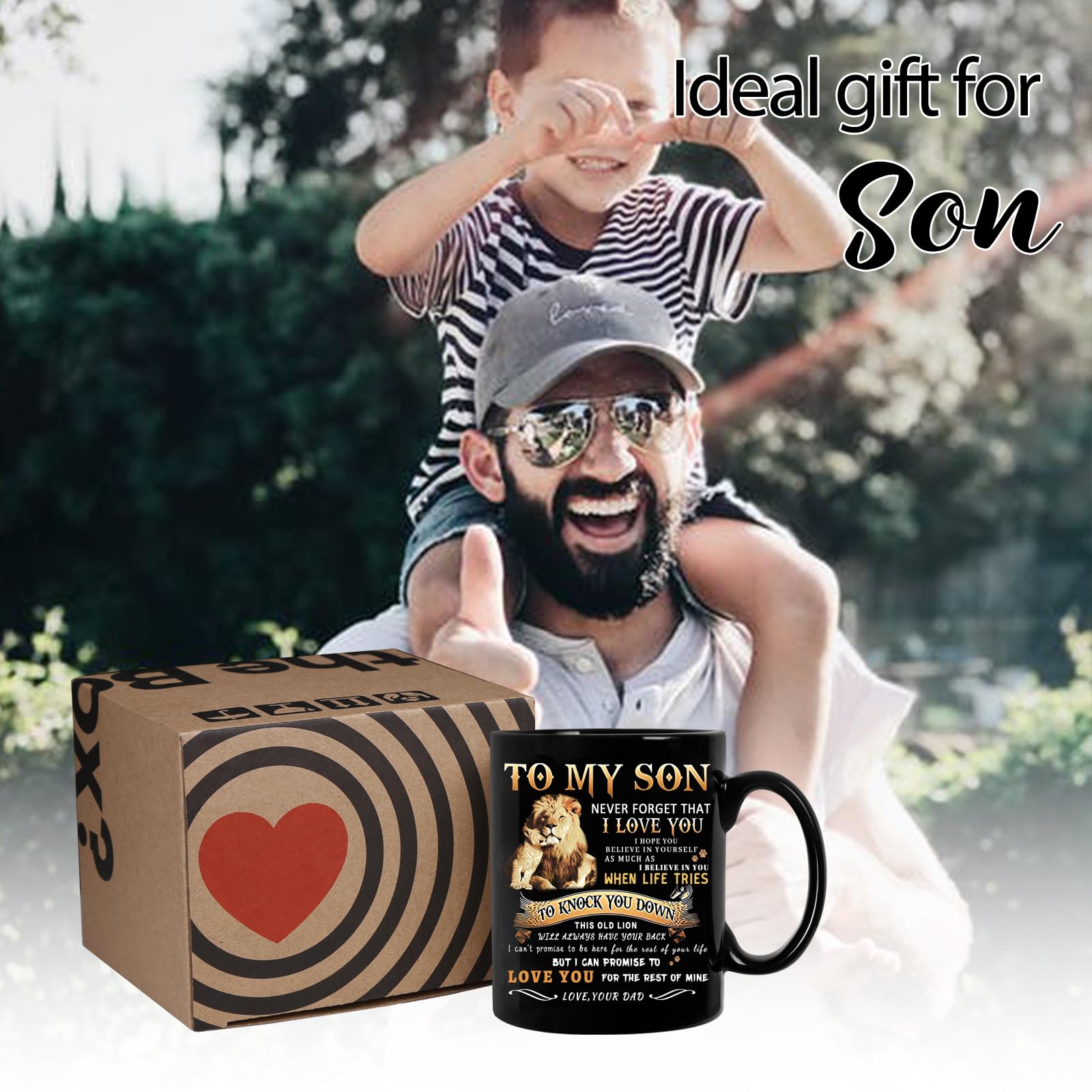 Shqiueos 11 Oz Inspirational Coffee Mug for Son - Perfect Birthday, Graduation, Father's Day & Christmas Gift from Dad - Heartwarming Keepsake for Adult Sons to Enjoy Morning Coffee at Home or Office