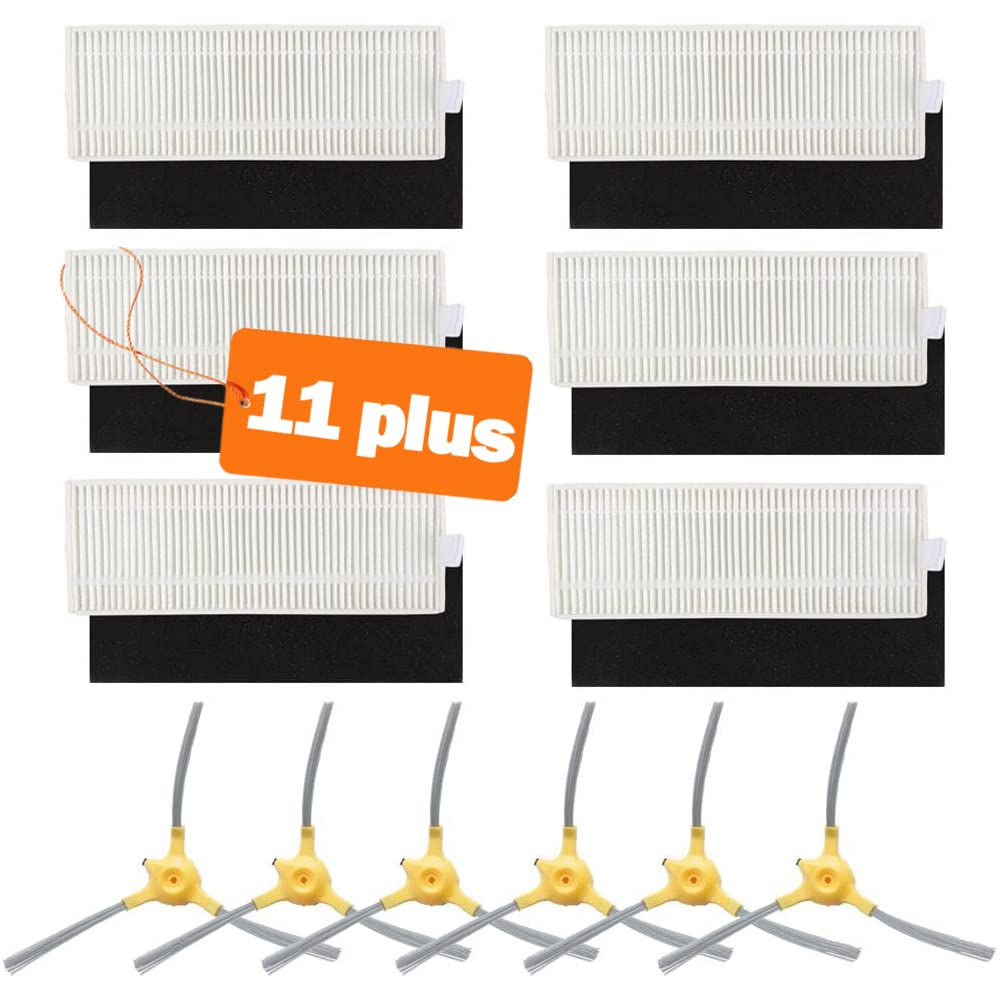 Eufy RoboVac 11+ Replacement Parts - 12-Pack Filters & Side Brushes for Eufy 11 Plus Robot Vacuum Cleaner Accessories | Ideal for Home Cleaning & Pet Hair Removal