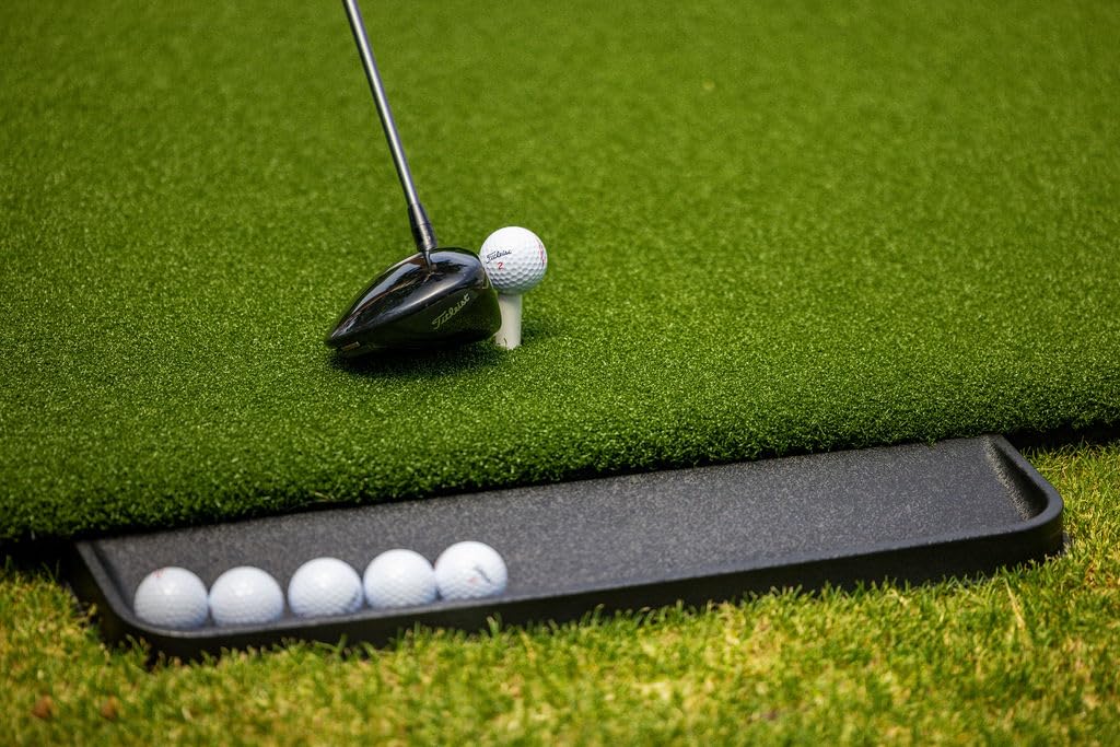 Premium Golf Practice Mat for Indoor & Outdoor Use - Includes Bonus Golf Tray & 3 Rubber Tees - Perfect for Home, Office, Driving Range & Backyard Training