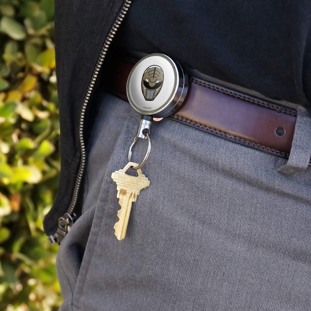 Power Rangers White Ranger Helmet Heavy Duty Metal Retractable ID Badge Holder - Key Card & Tag Organizer with Belt Clip - Perfect for Cosplay, Conventions & Security Professionals