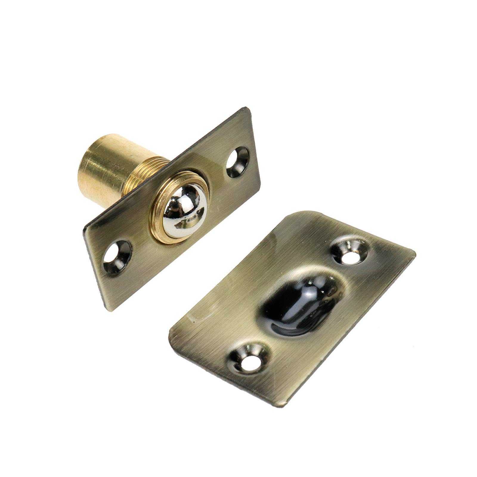 Dasunny 4-Pack Adjustable Ball Catch Door Locks with Strike Plate - Stainless Steel Brushed Bronze Cabinet & Closet Hardware for Smooth Door Closing (Ideal for Bedroom, Bathroom & Office Cabinets)