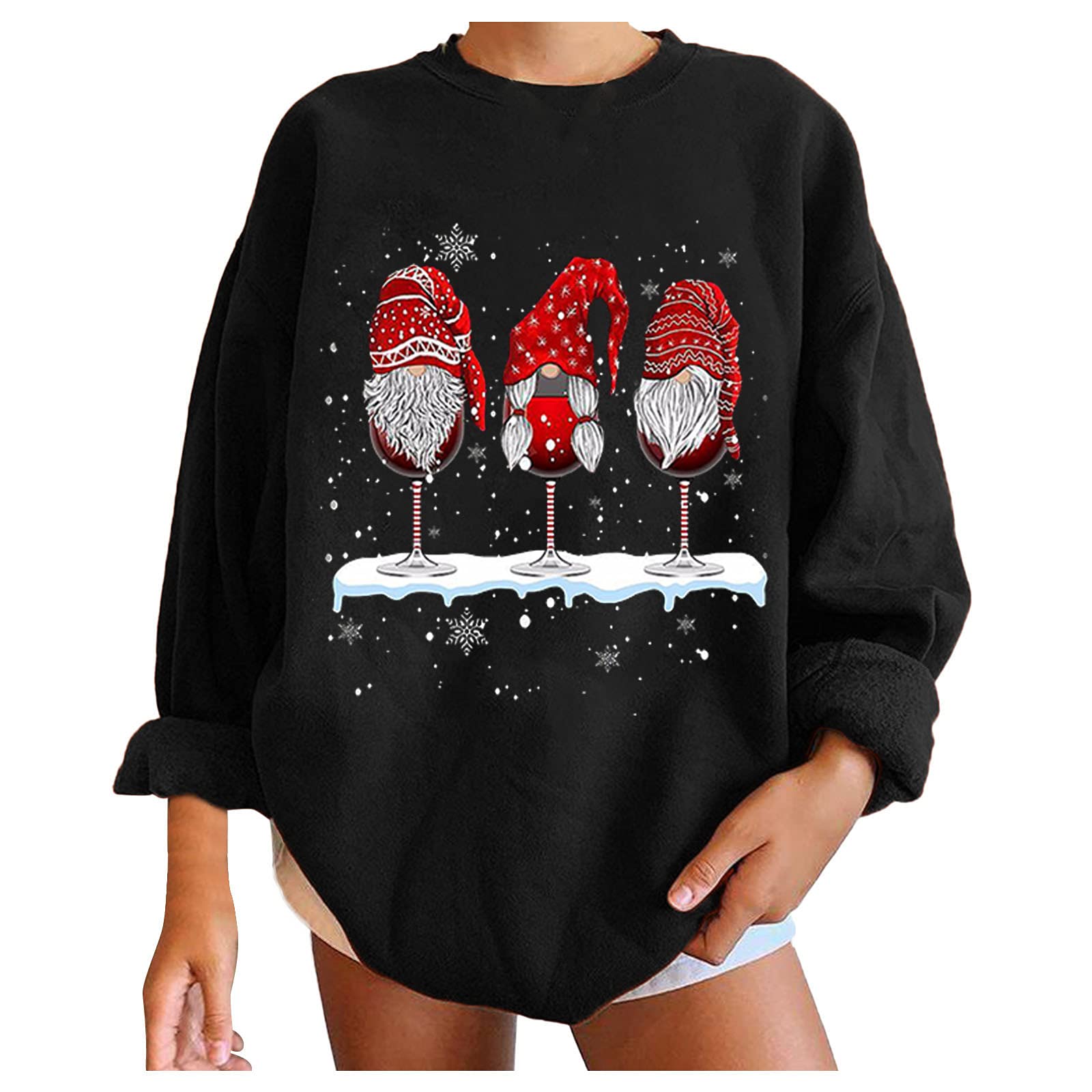 Bohemian Christmas Sweater for Women - Printed Slouchy Crewneck Pullover, Long Sleeve Casual Sweatshirt | Perfect for Holiday Parties, Gift Giving & Cozy Winter Fashion