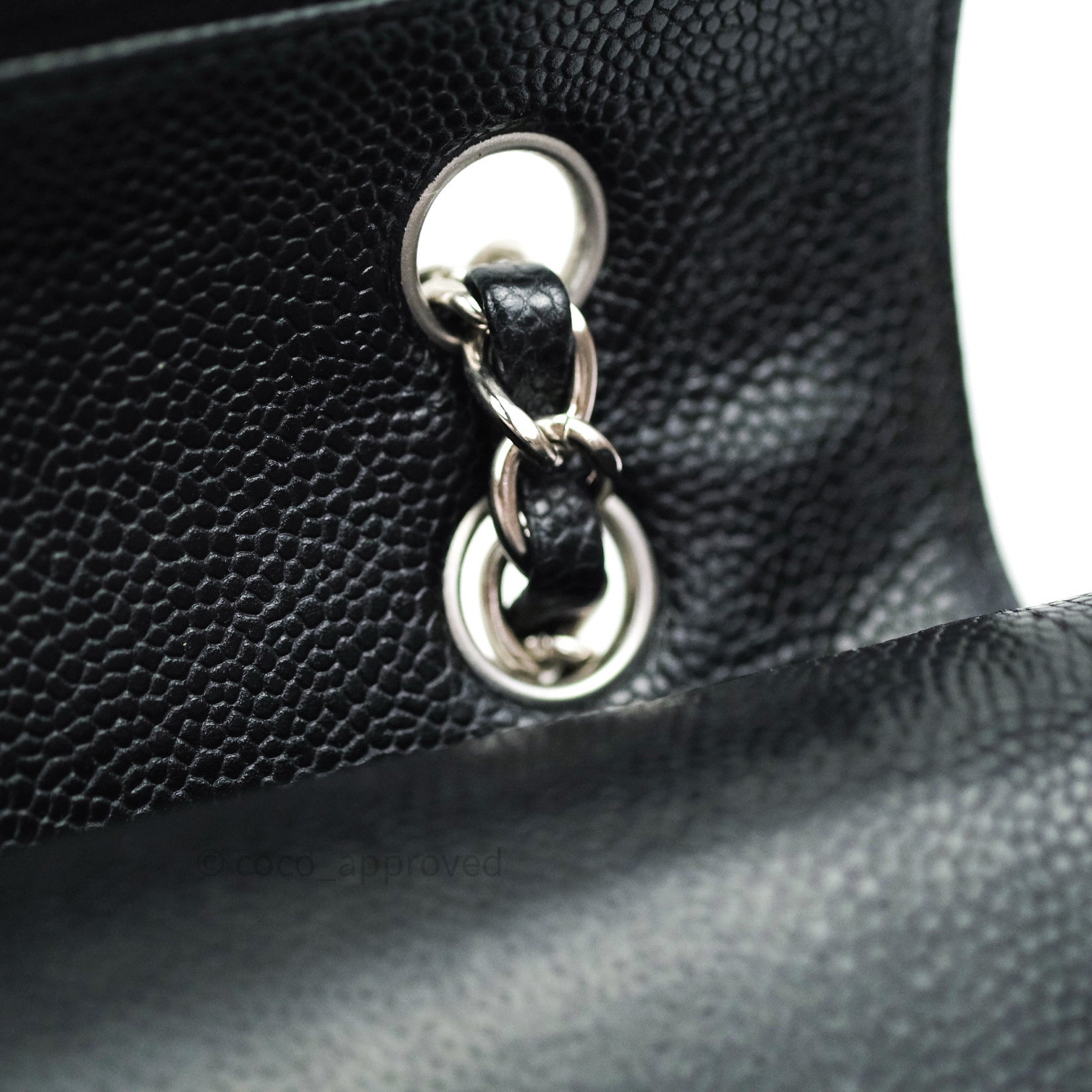 Chanel Classic Double Flap Bag M/L Size in Black Caviar Leather with Silver Hardware - Luxury Handbag for Women, Perfect for Work, Evening Events & Special Occasions