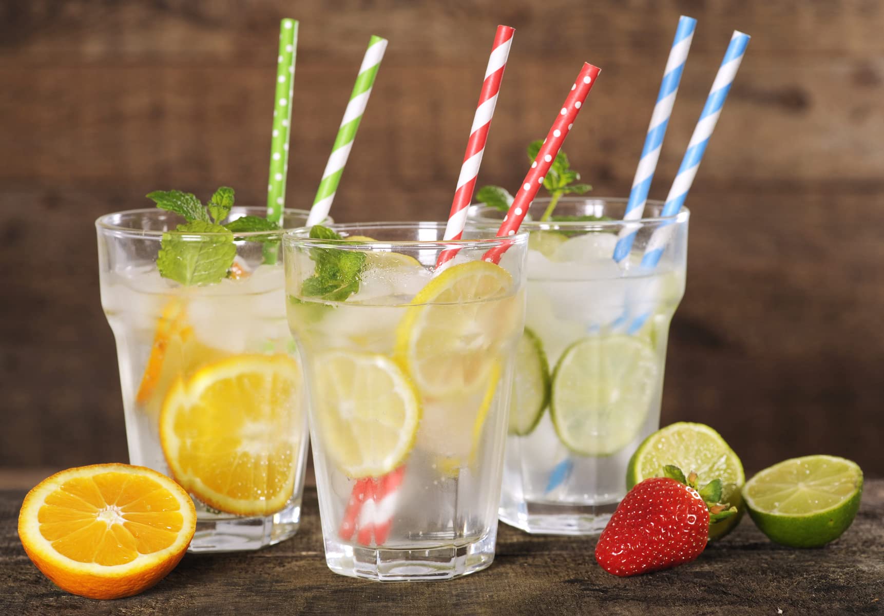 Eco-Friendly Biodegradable Green and White Striped Drinking Straws (0.4 Inch) - Perfect for Parties, Restaurants, and Sustainable Home Use