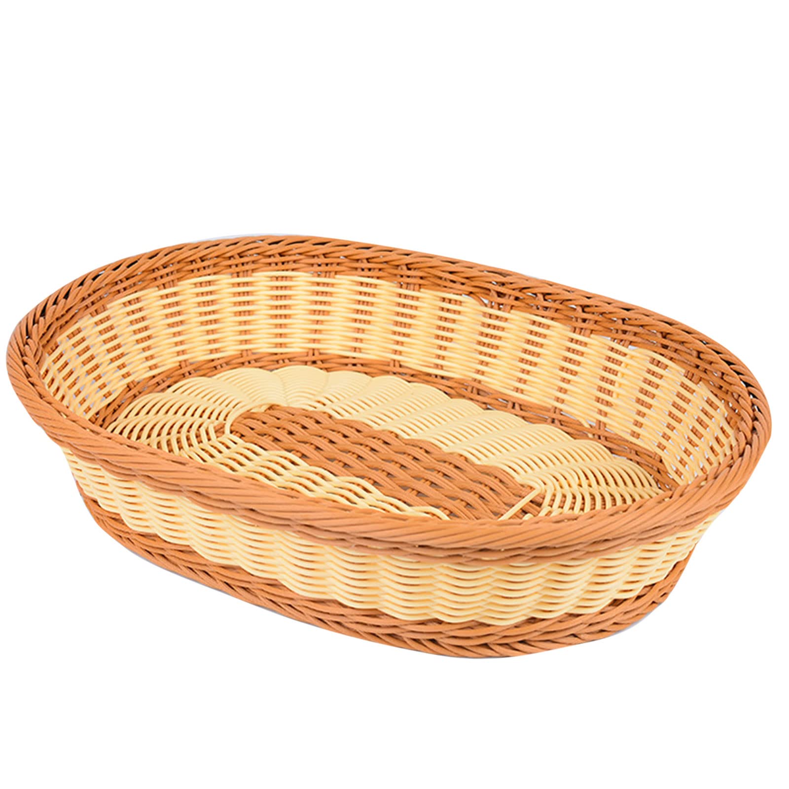Oval Woven Bread Basket - Handmade Rattan Pantry Organizer for Fruits, Snacks & Serving