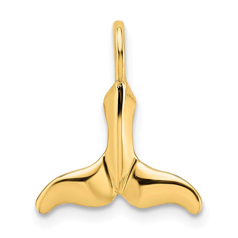 14K Yellow Gold Mini Whale Tail Pendant - High Polish & Textured Finish - Perfect for Beach Lovers, Ocean-Themed Jewelry Gifts & Everyday Elegance