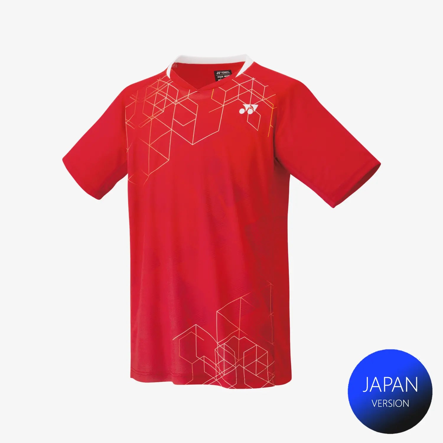 Yonex Men's Crew Neck Performance Tennis Shirt 10602 - Moisture Wicking, UV Protection, Breathable Fabric (Sunset Red) - Perfect for Tennis, Badminton & Casual Wear