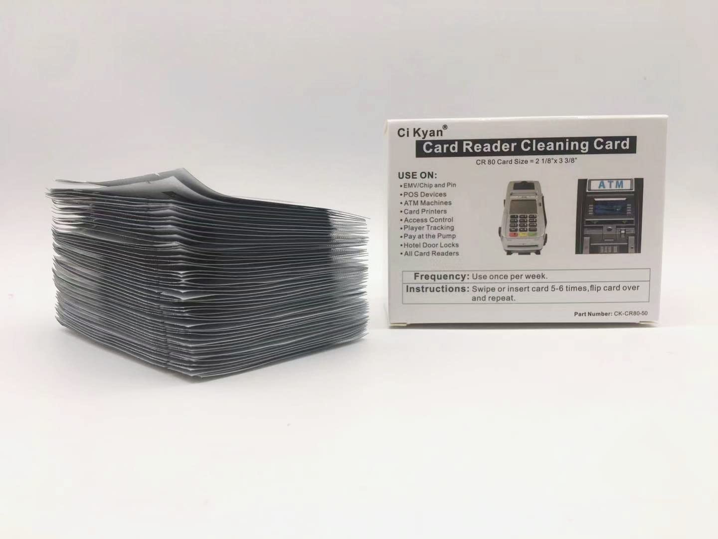 Ci Kyan Credit Card Reader Cleaner - 50 Pack CR80 Cleaning Cards for POS Swipe Terminals & Payment Machines | Remove Dust & Debris for Smooth Transactions in Retail Stores, Restaurants & Banks