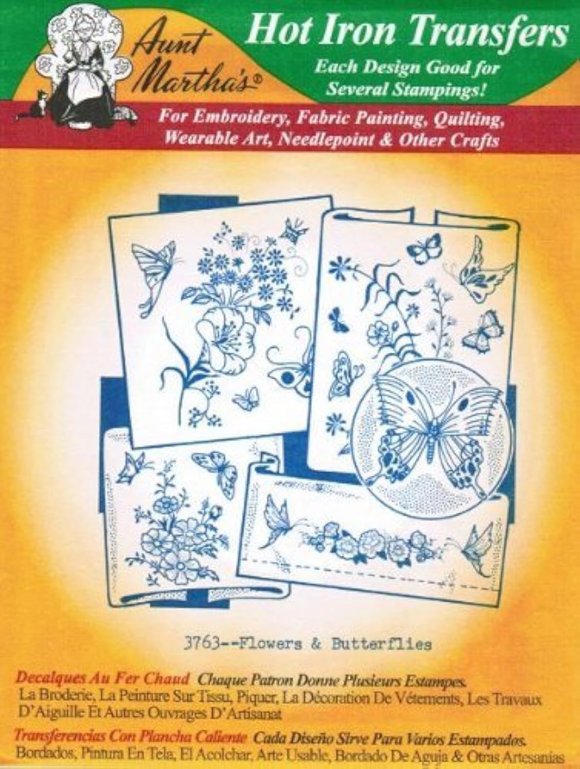 Vintage Floral Butterfly Iron-On Embroidery Transfer Patterns - DIY Handmade Crafts for Quilting, Sewing & Home Decor Projects